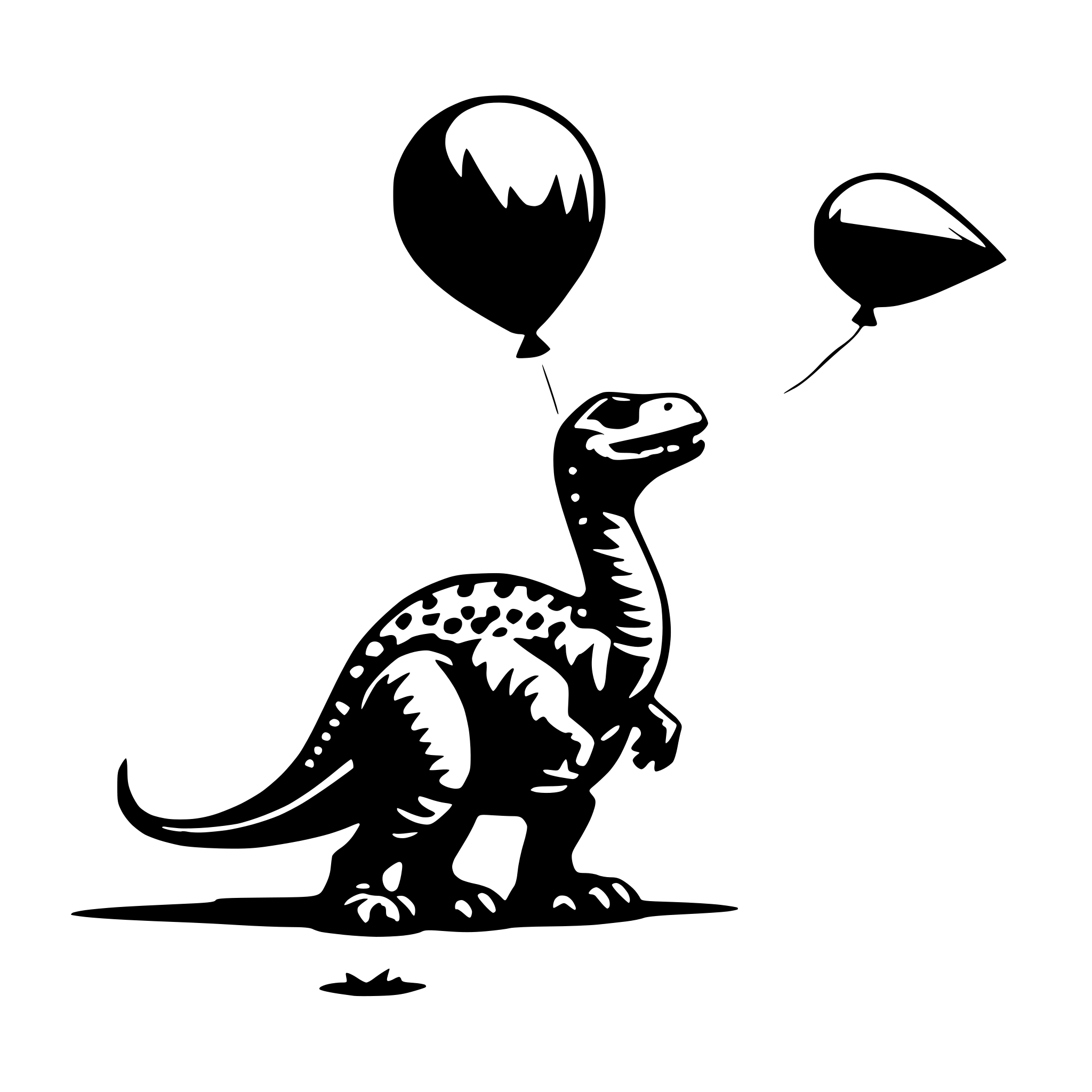 AI-generated SVG of 'dionosaur with a luftbaloon'