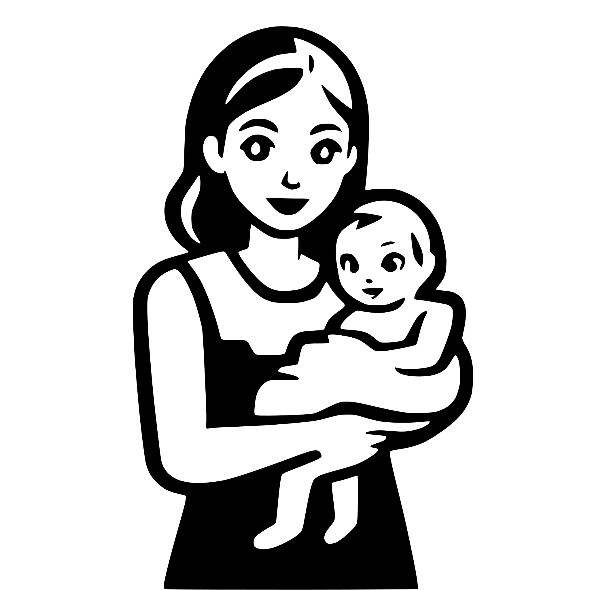 AI-generated SVG of a a mother holding her child, simple, AAC icon