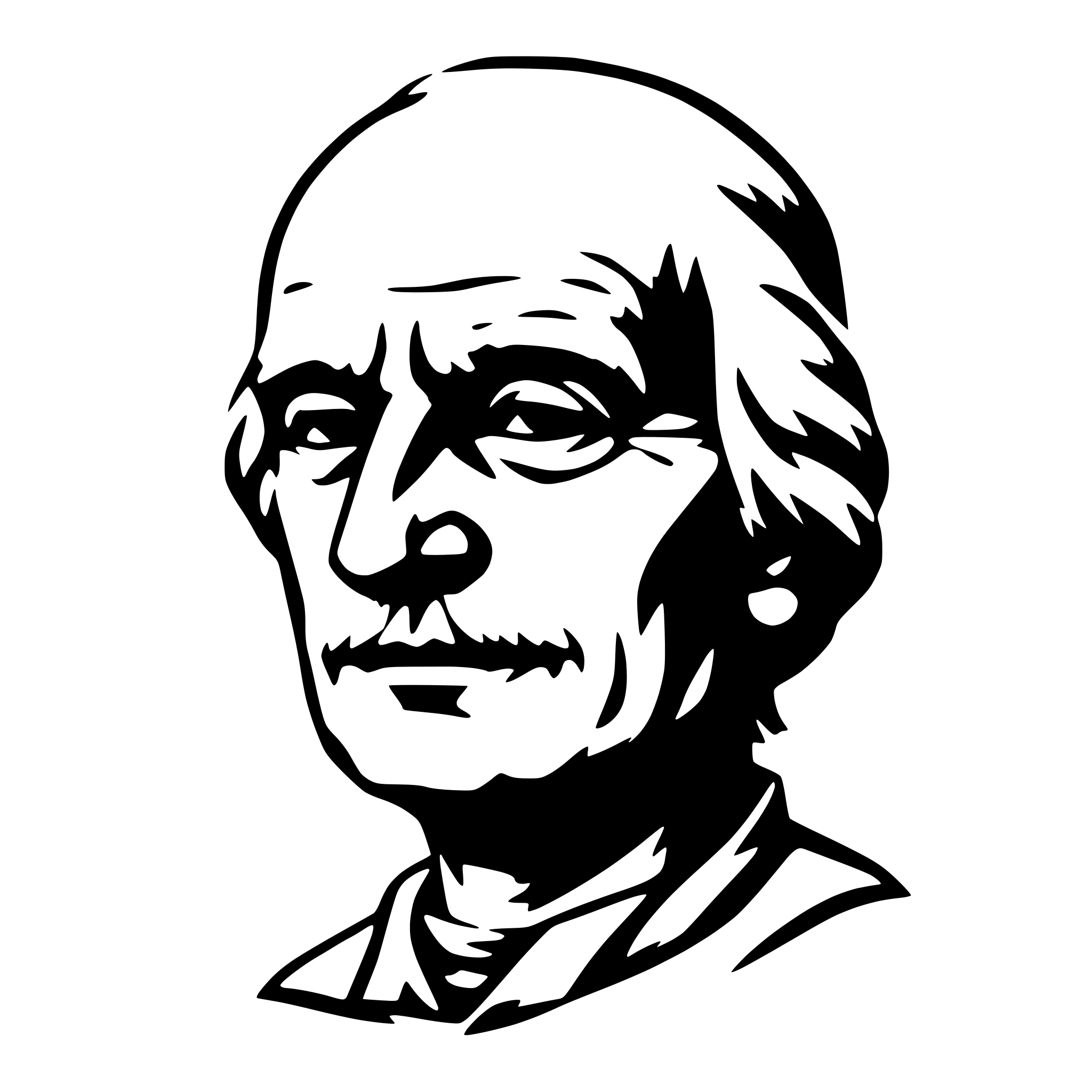 AI-generated SVG of a Old person bust, generic, more abstract and general