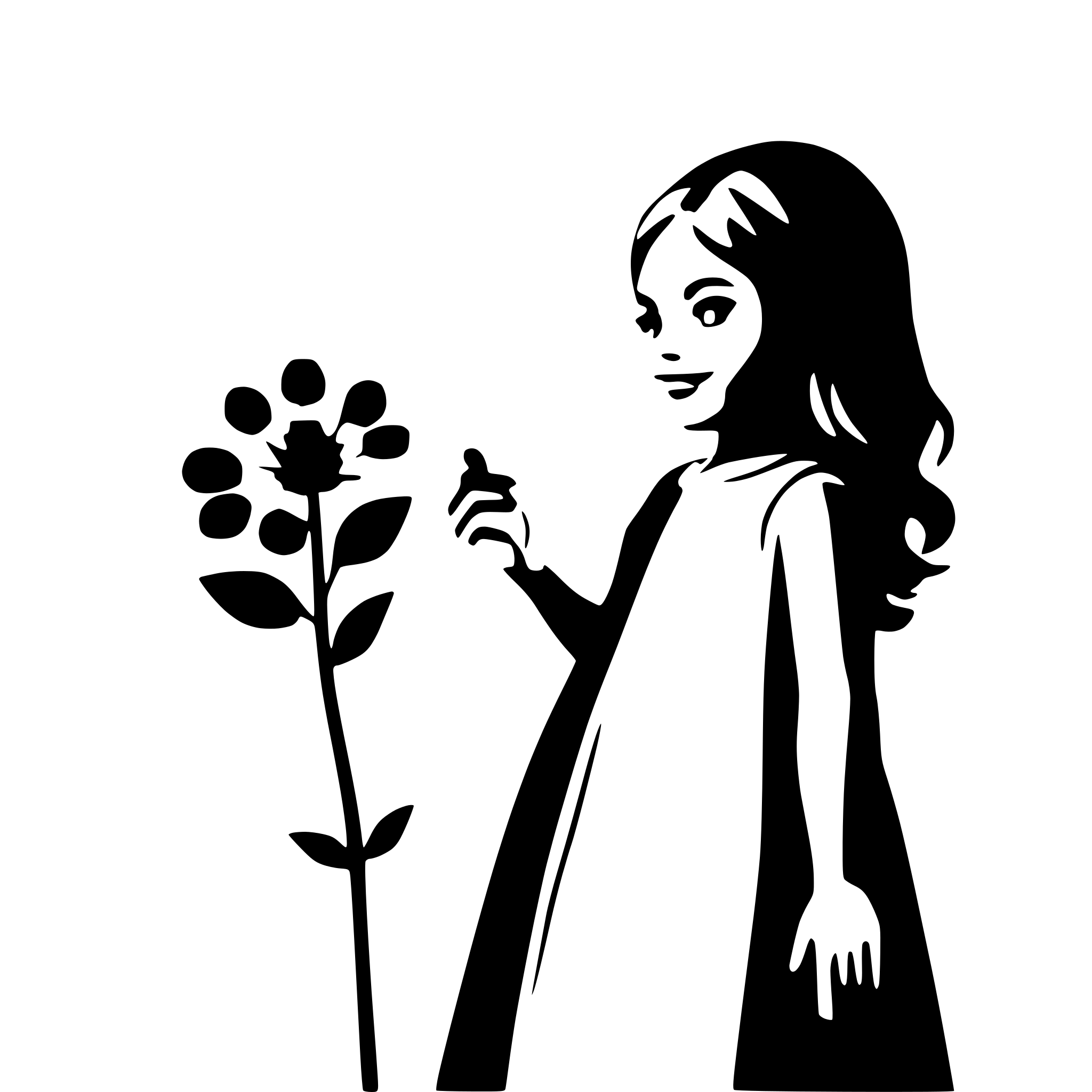 AI-generated SVG of a silhouette of little girl holding a flower