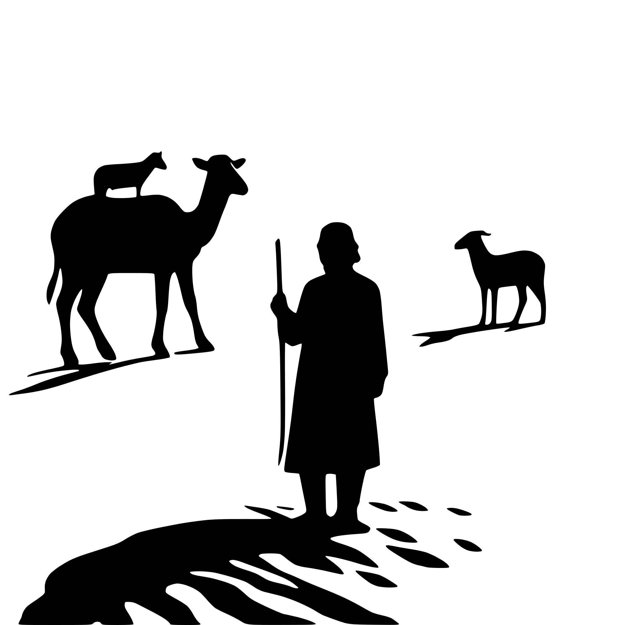 AI-generated SVG of a men and sheep in the middle of arabian dune