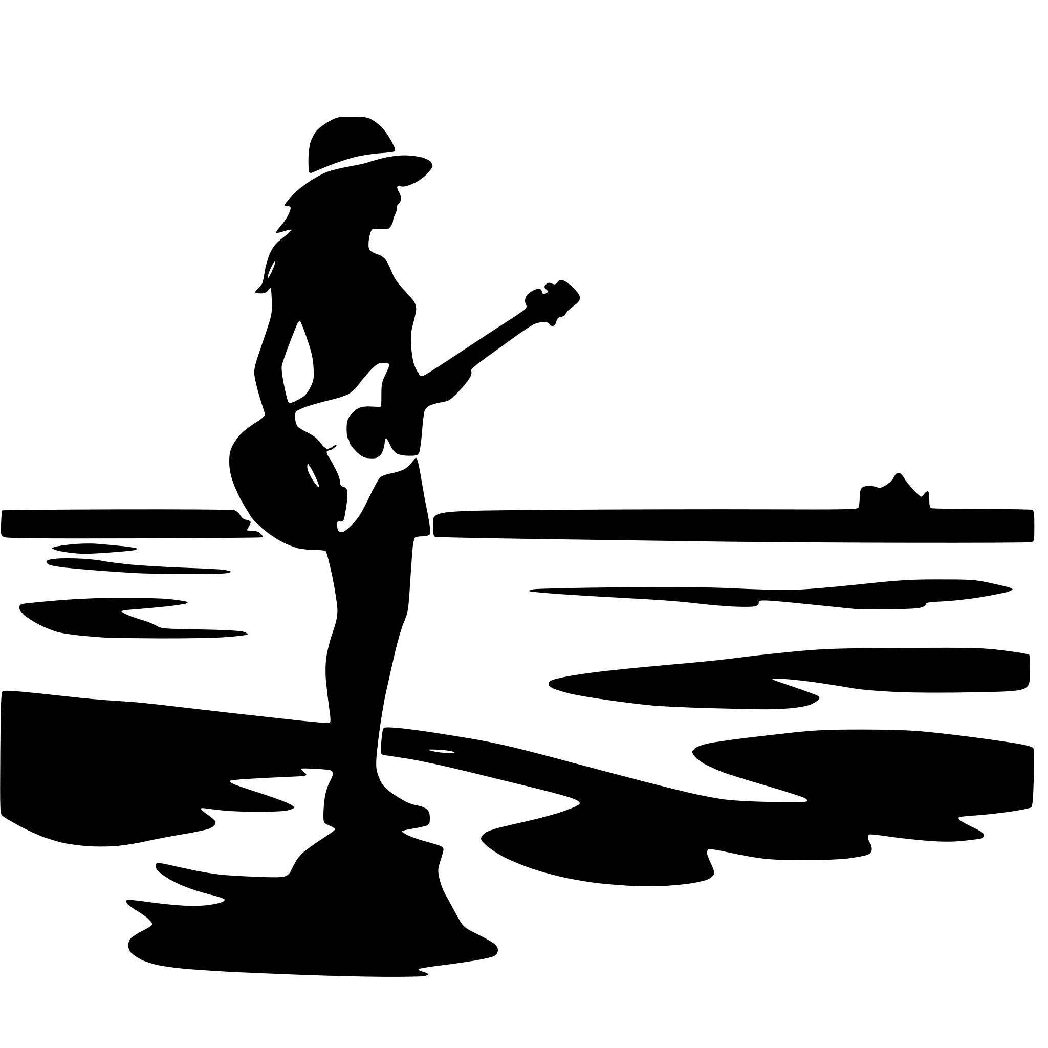 AI-generated SVG of a create a vector image with not too many details, monocrom. female with guitar on the beach