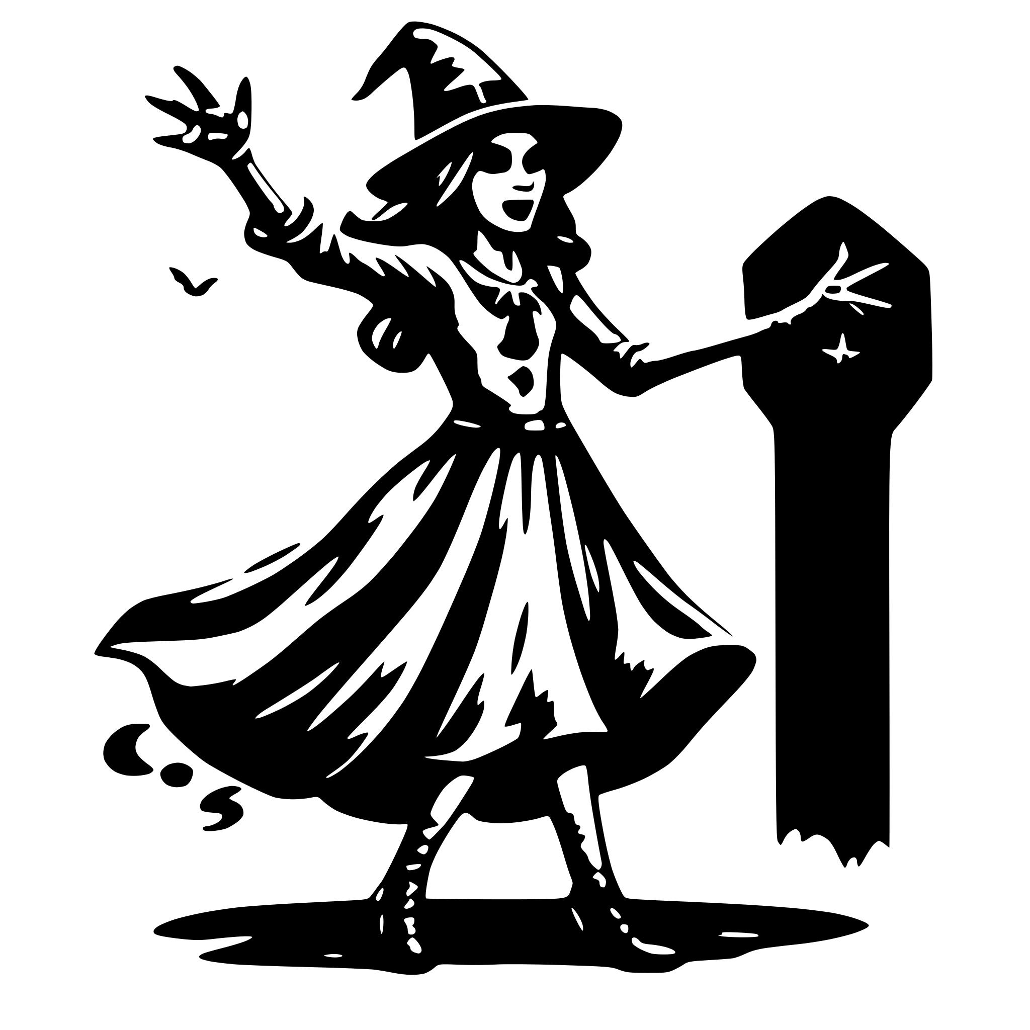 AI-generated SVG of a Spookey Witch flying on a proom