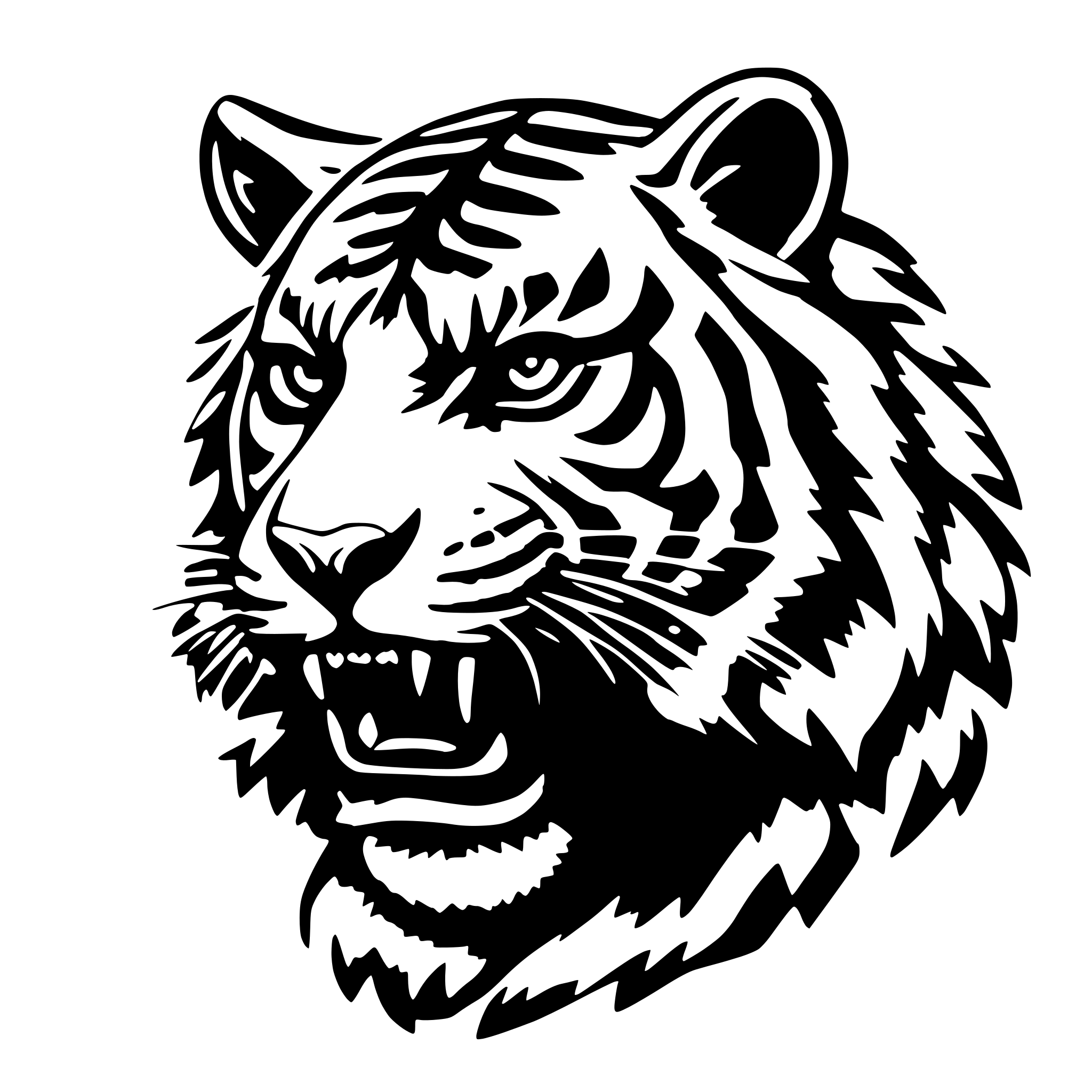 AI-generated SVG of a tiger angry