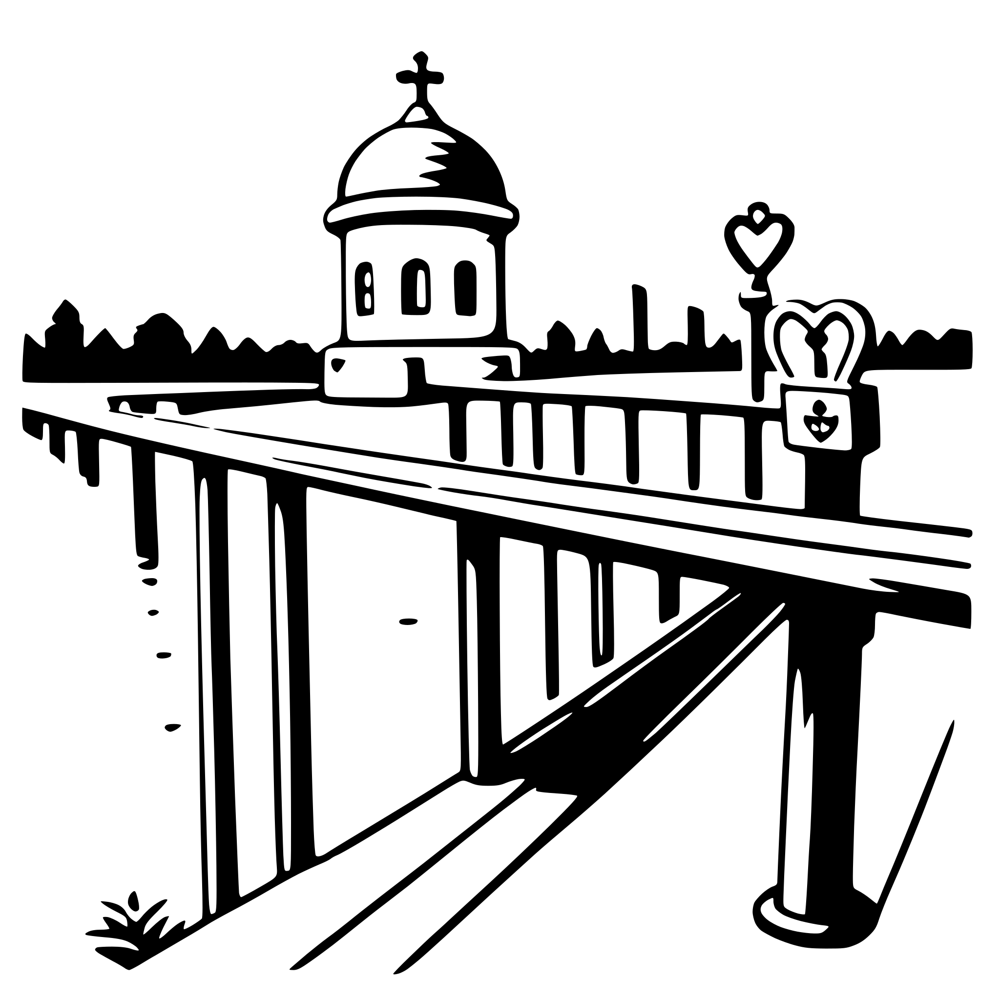 AI-generated SVG of a love lock on bridge