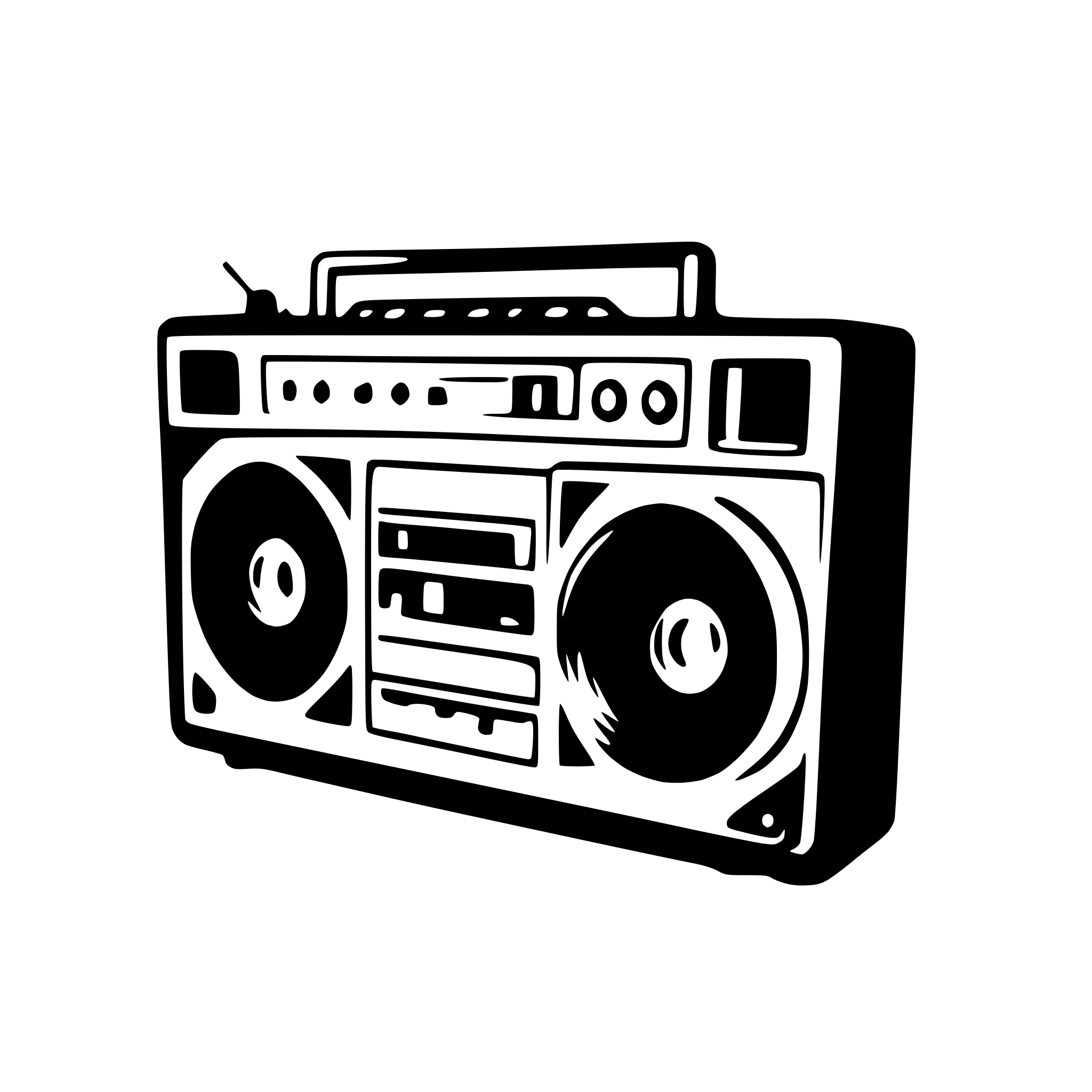 AI-generated SVG of a boombox with cassette tape