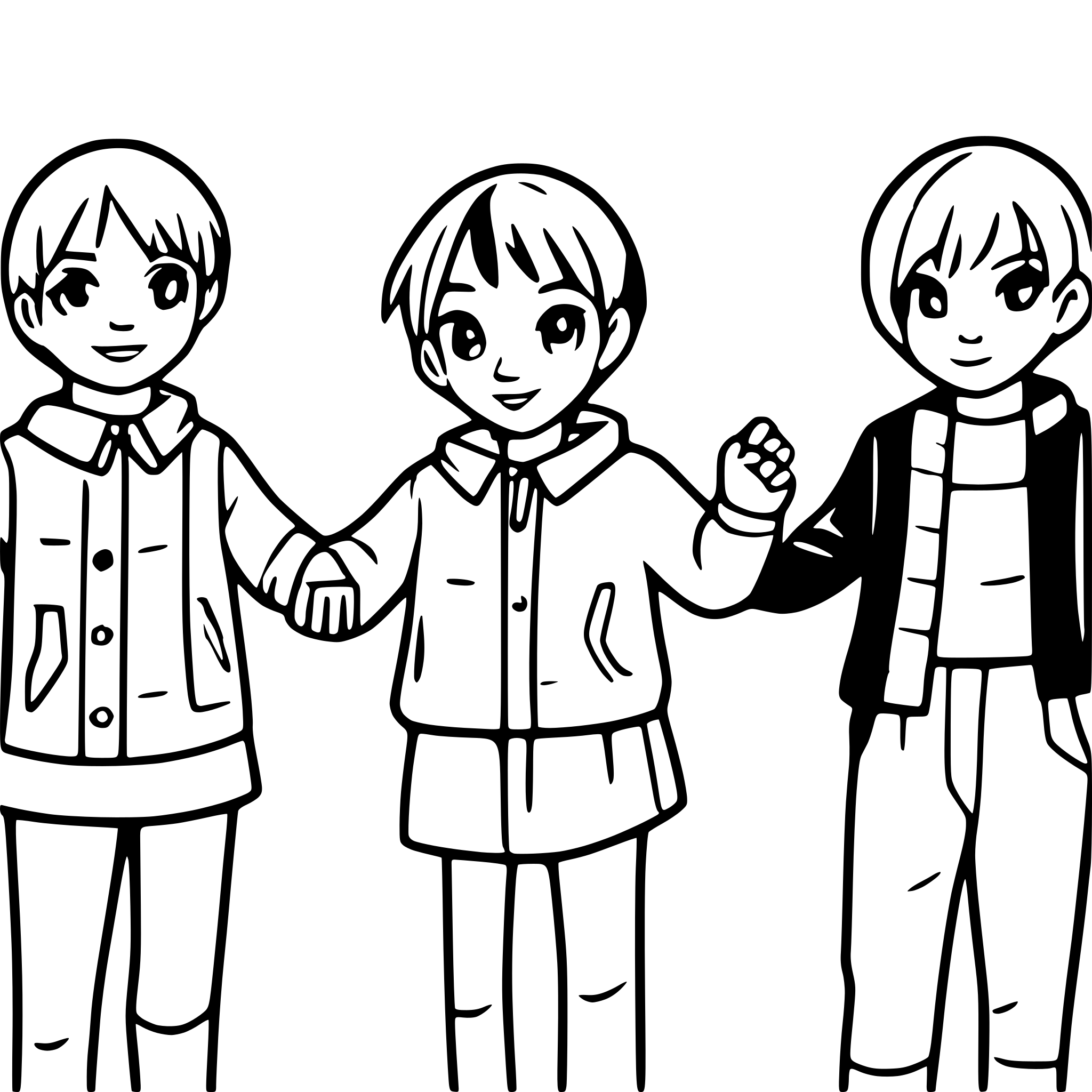 AI-generated SVG of a boys forming a line and holding hands