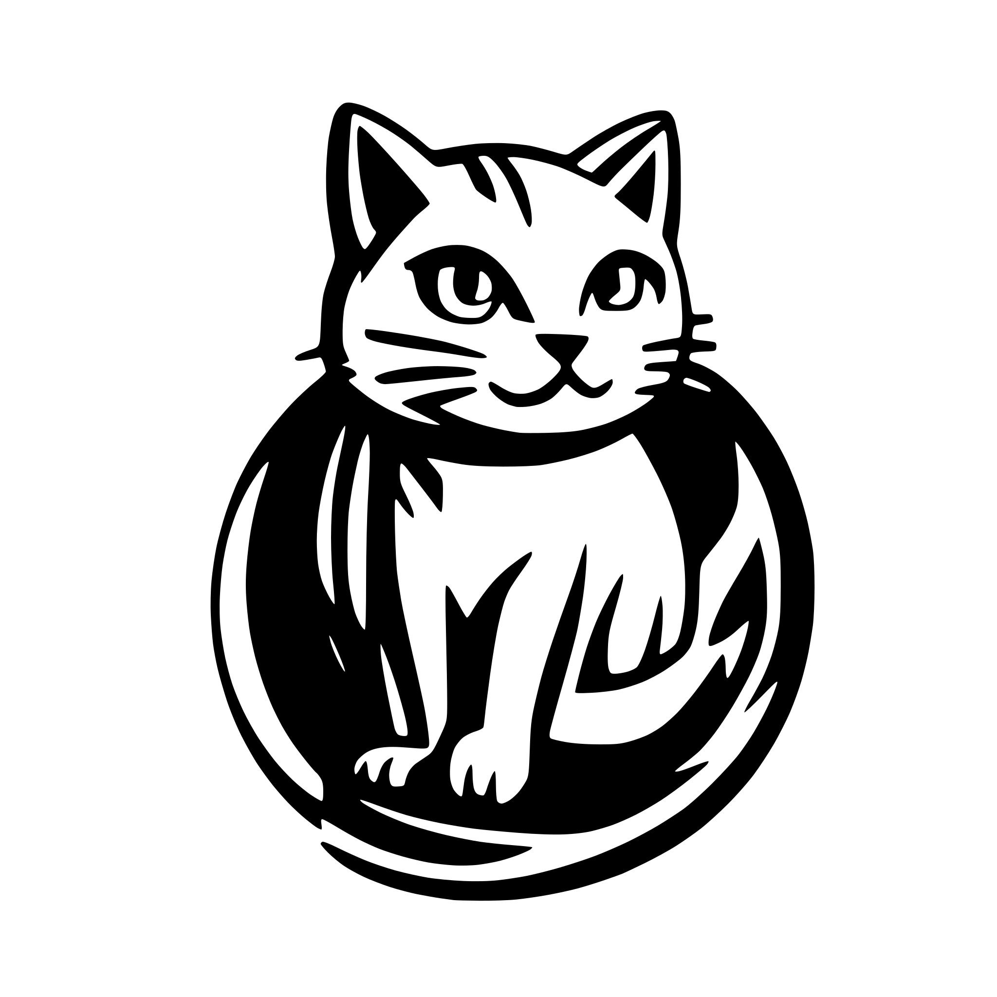 AI-generated SVG of a ginger cat logo-like portrait with separate svg classes for head, eyes, paws (arms), body, and tail