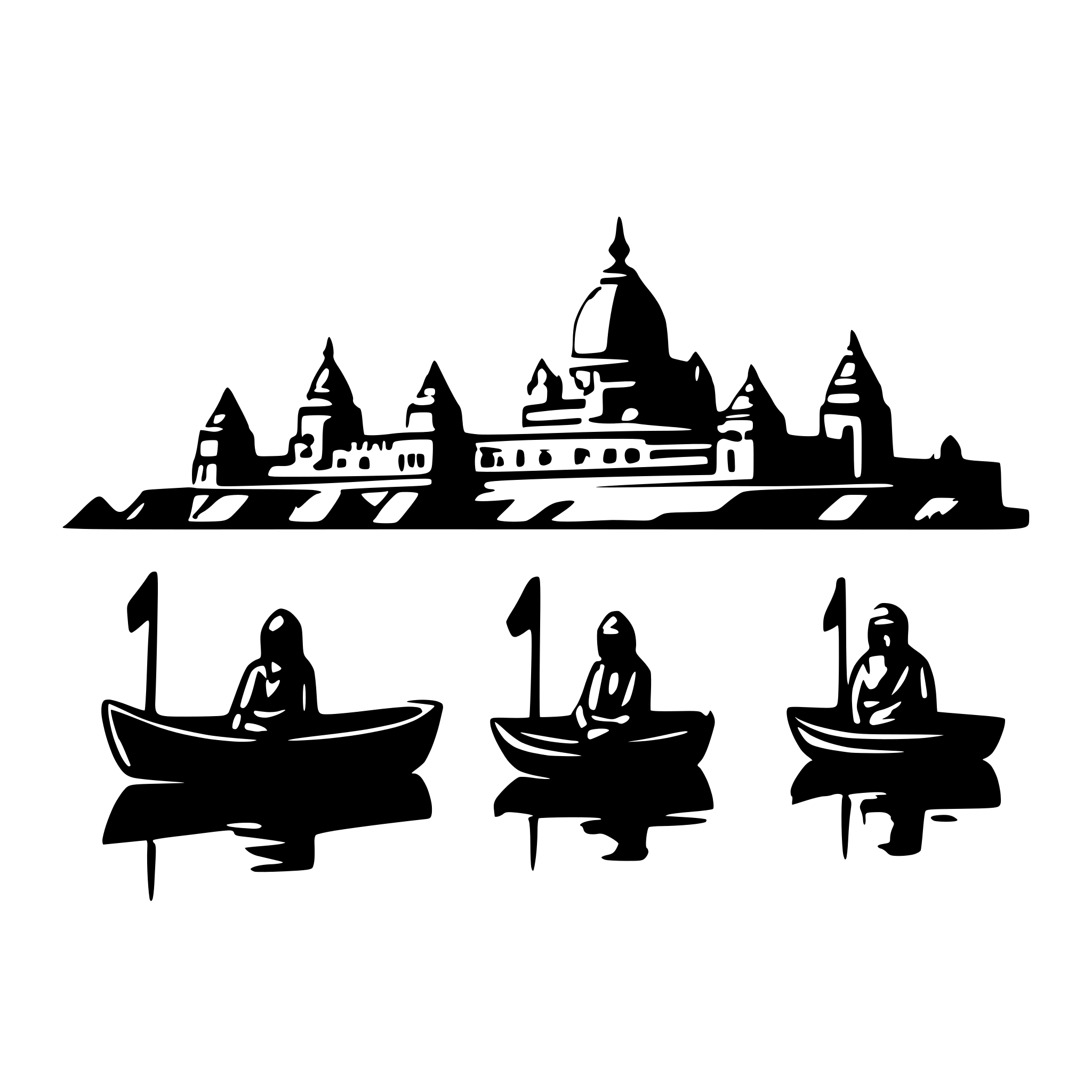 AI-generated SVG of a boats viewing brahmavart ghats and arti icon in bithoor