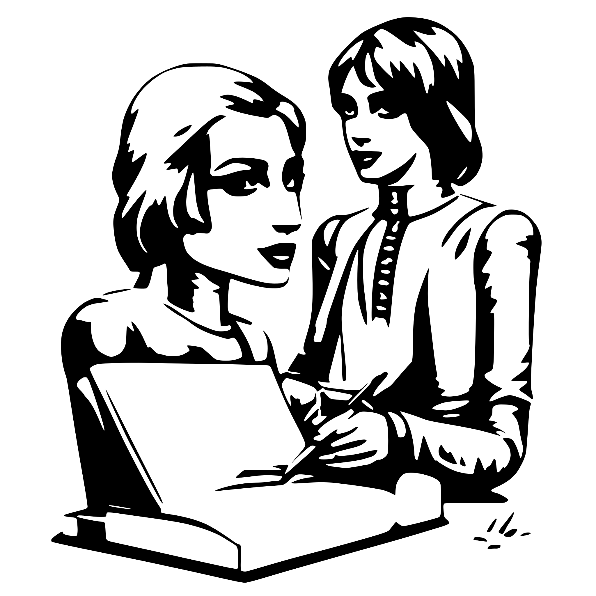 AI-generated SVG of a art mannequin with book, writing on the book