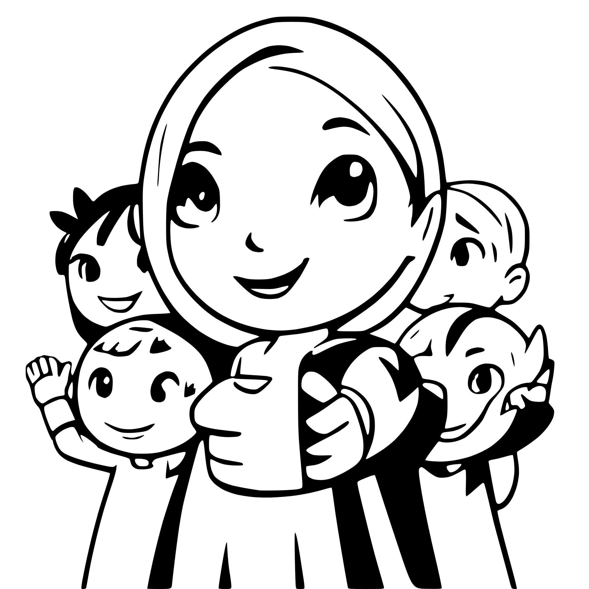 AI-generated SVG of a 10 children holding hands and the world