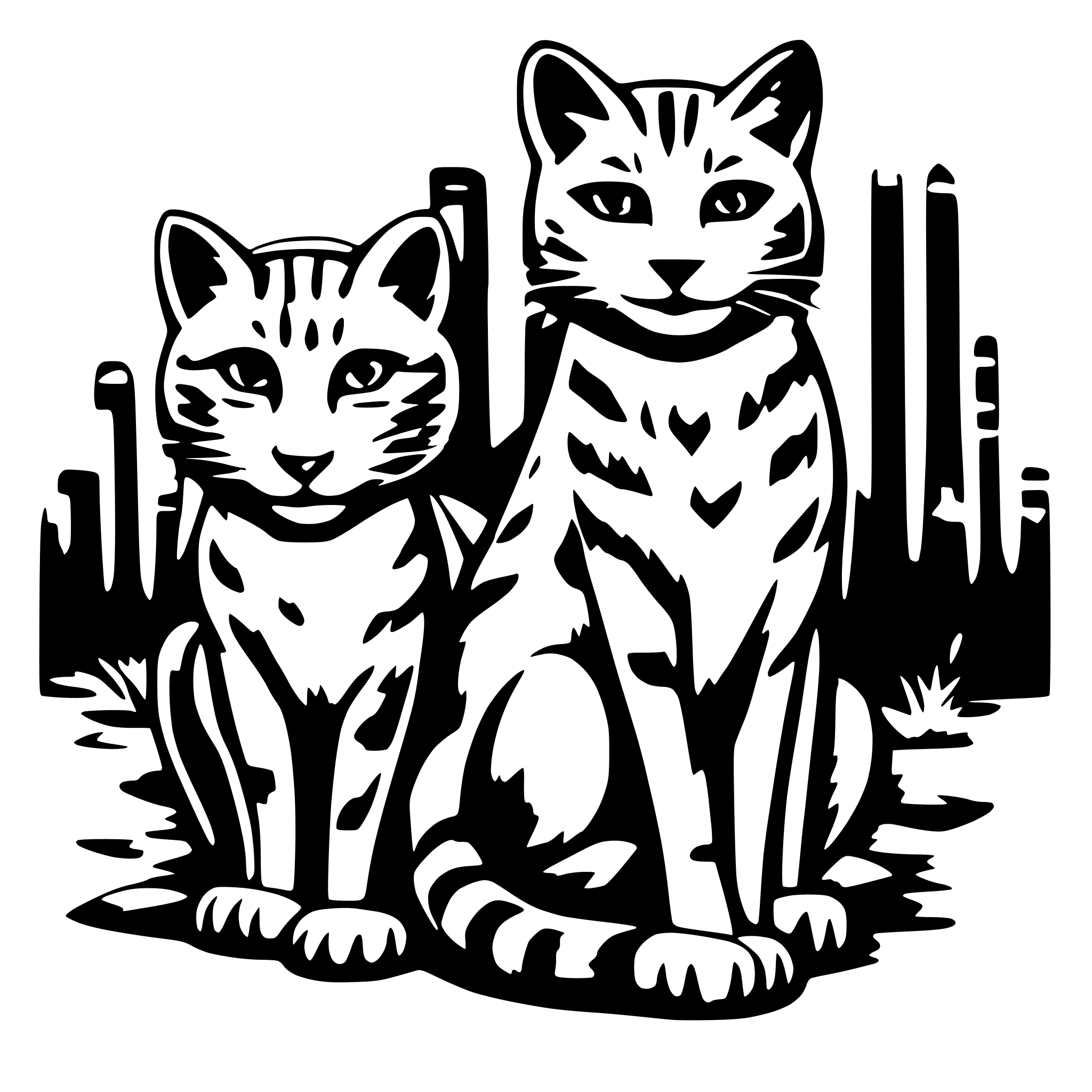 AI-generated SVG of a 3 wild cats