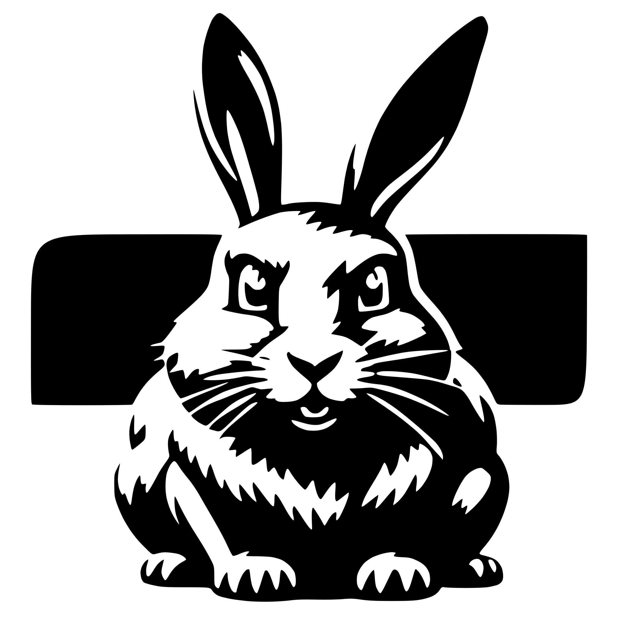AI-generated SVG of a angry black rabbit