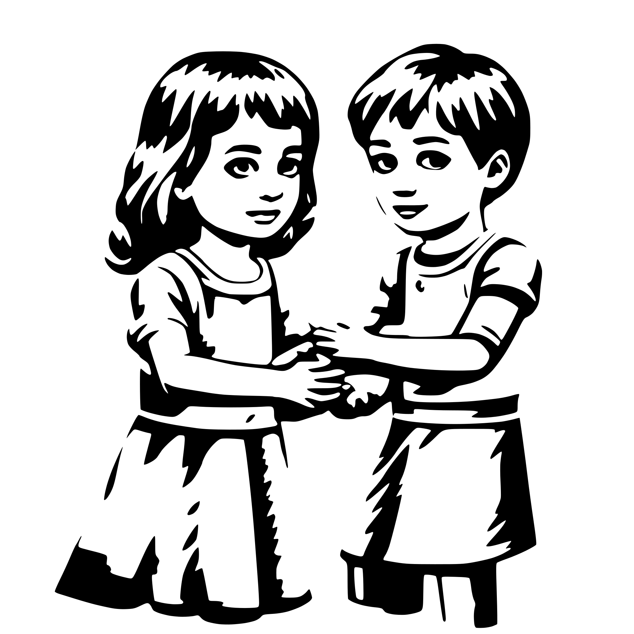 AI-generated SVG of 'some childs who holding on their hands'