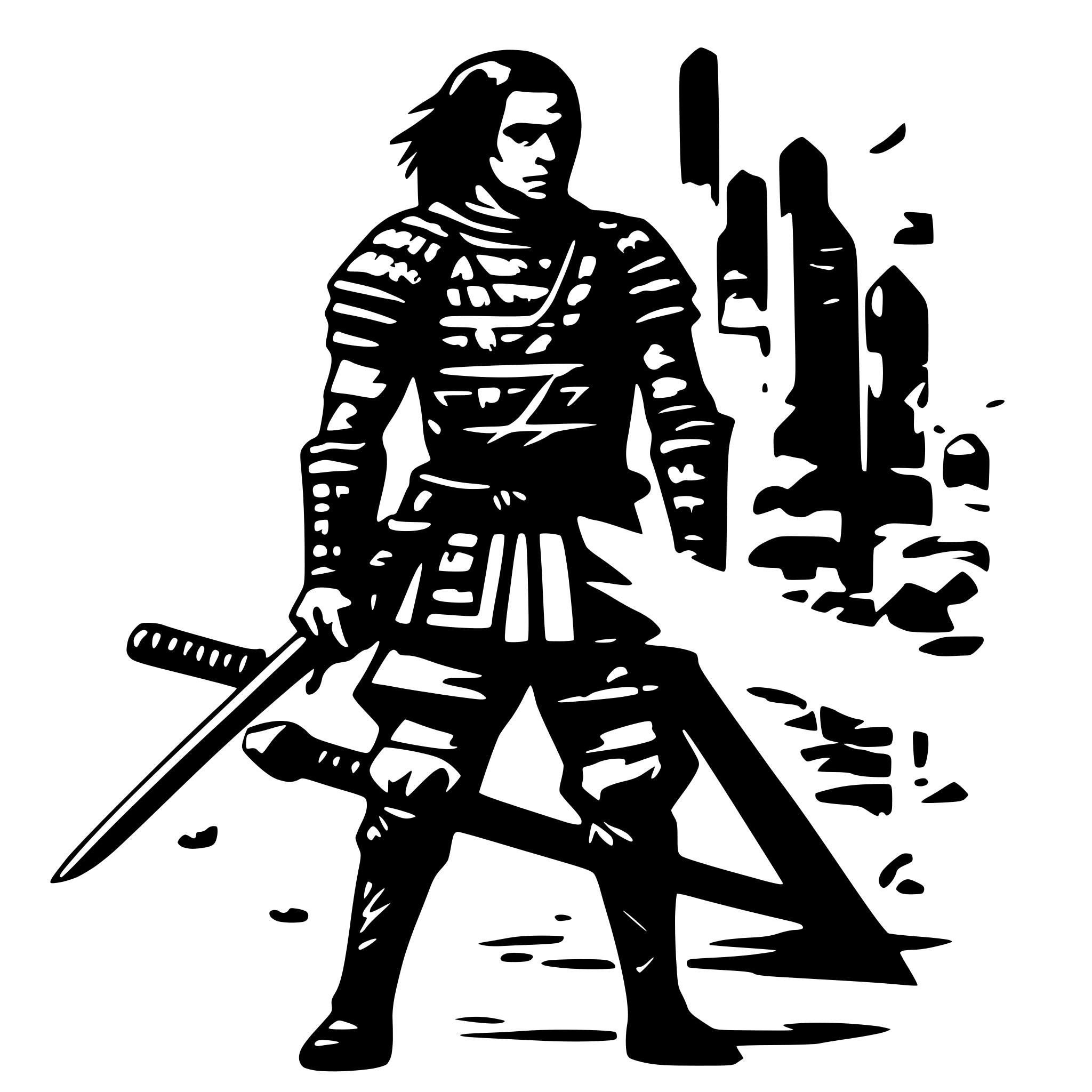 AI-generated SVG of a a samurai with katana