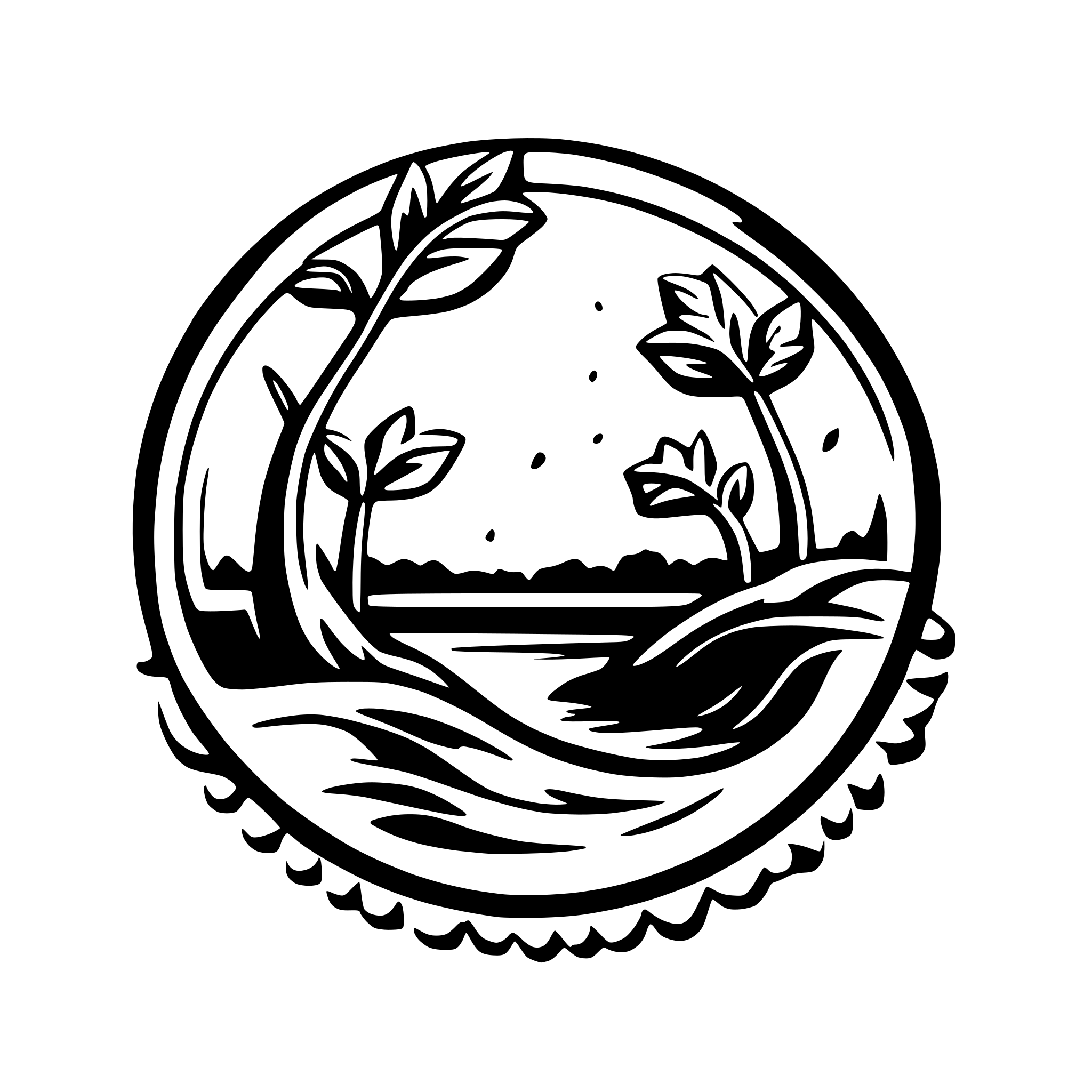 AI-generated SVG of a Riverfest logo, modern style, mangroves and waves