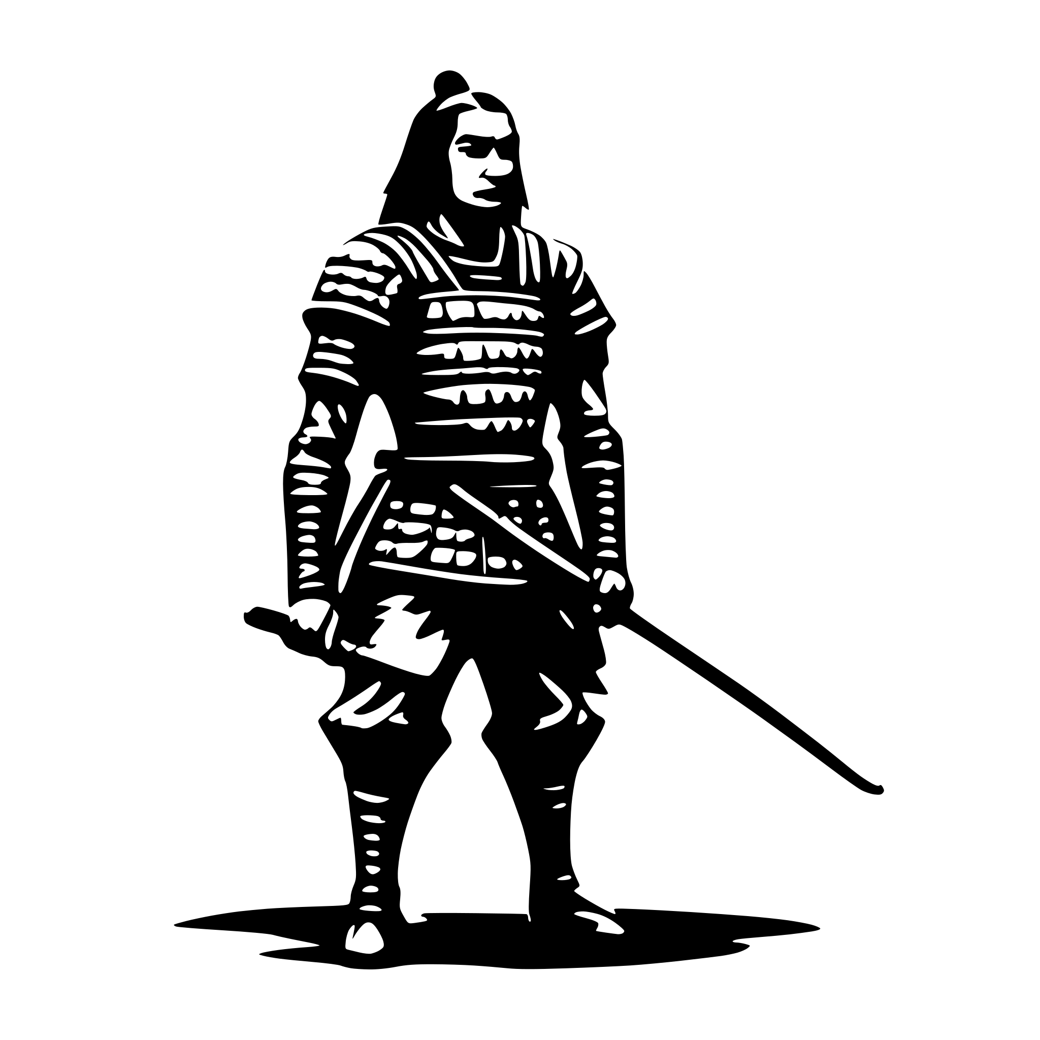 AI-generated SVG of a Velho samurai,vista lateral,nostálgico