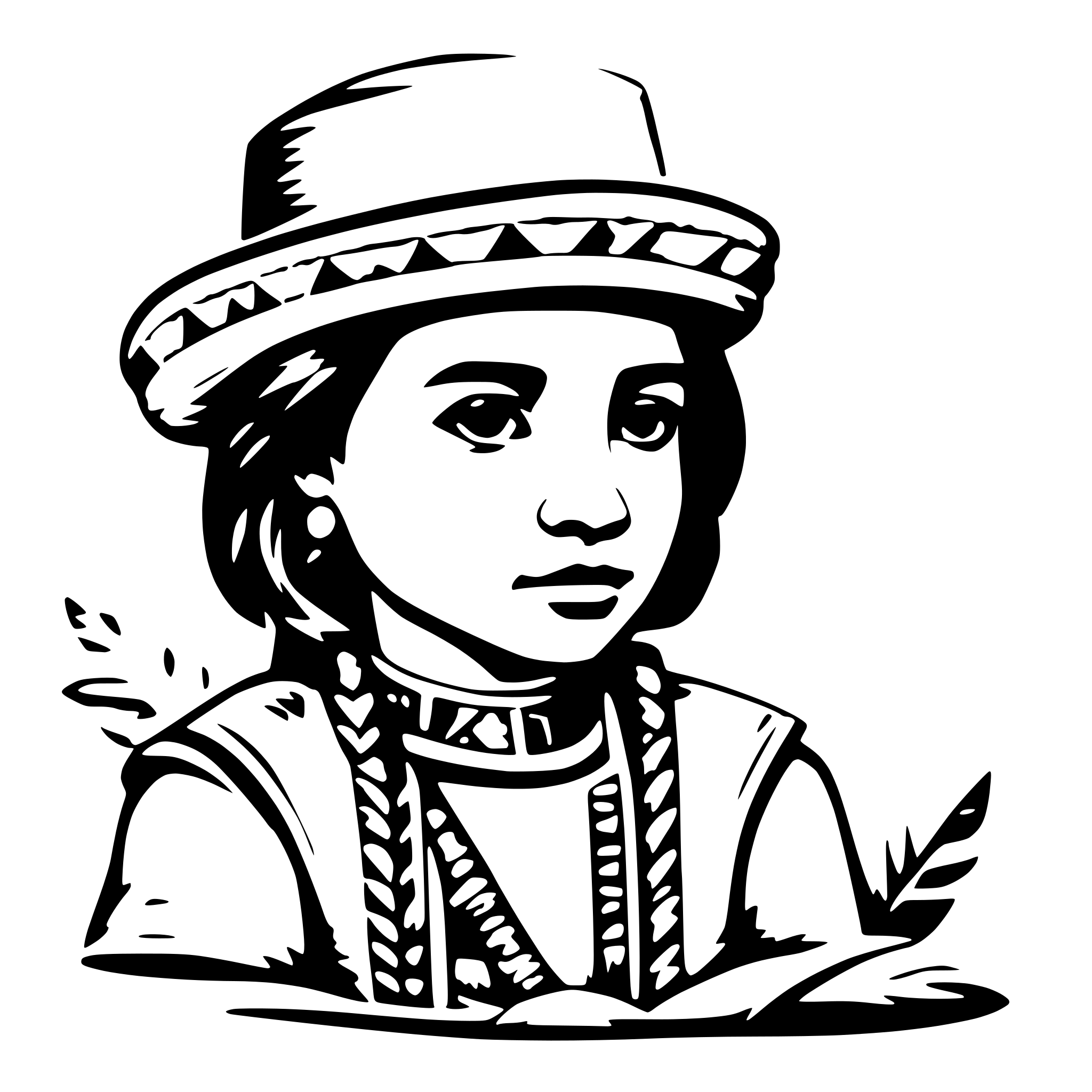 AI-generated SVG of 'a little native south american native with typical costums'