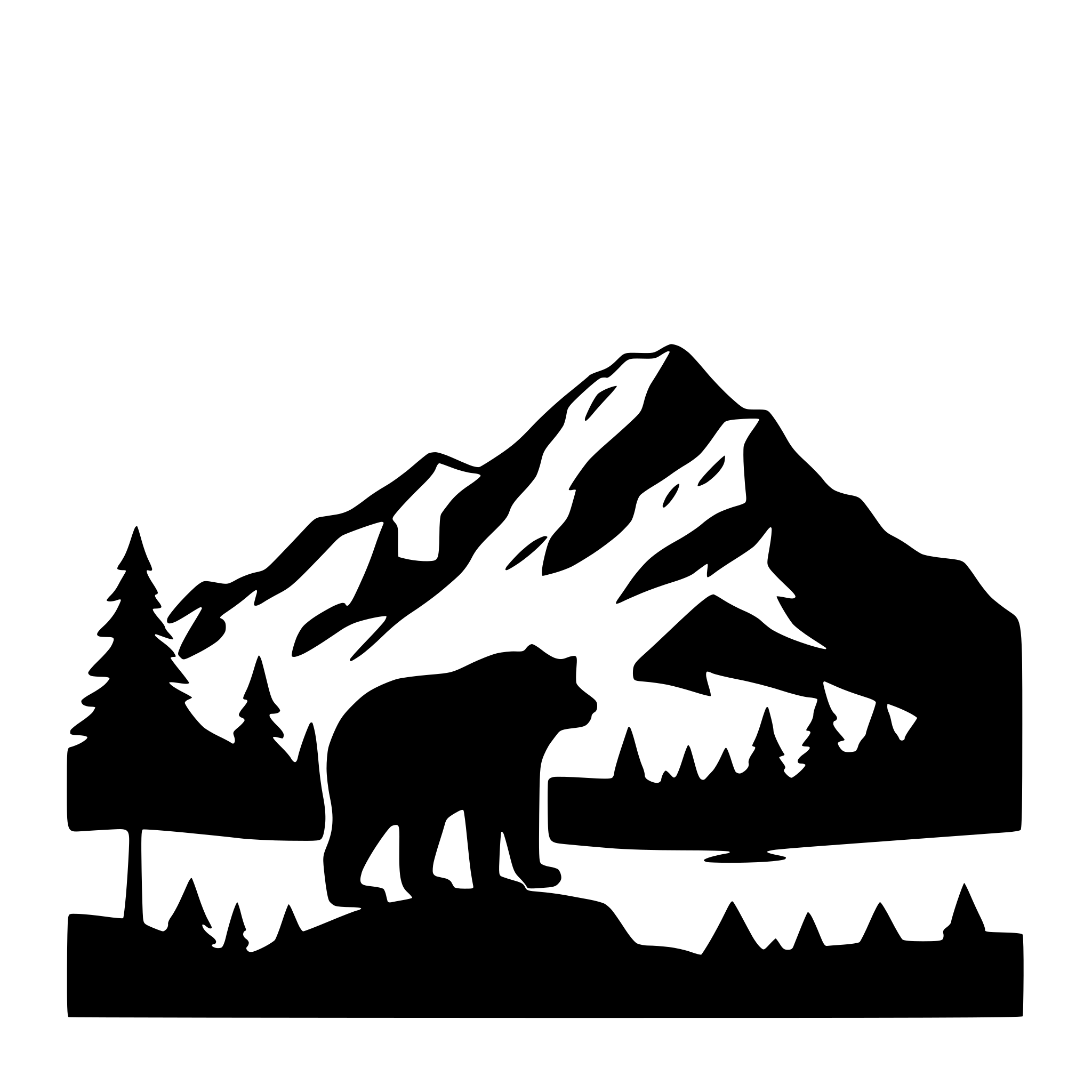 AI-generated SVG of 'mountain scene with bear silhouette'