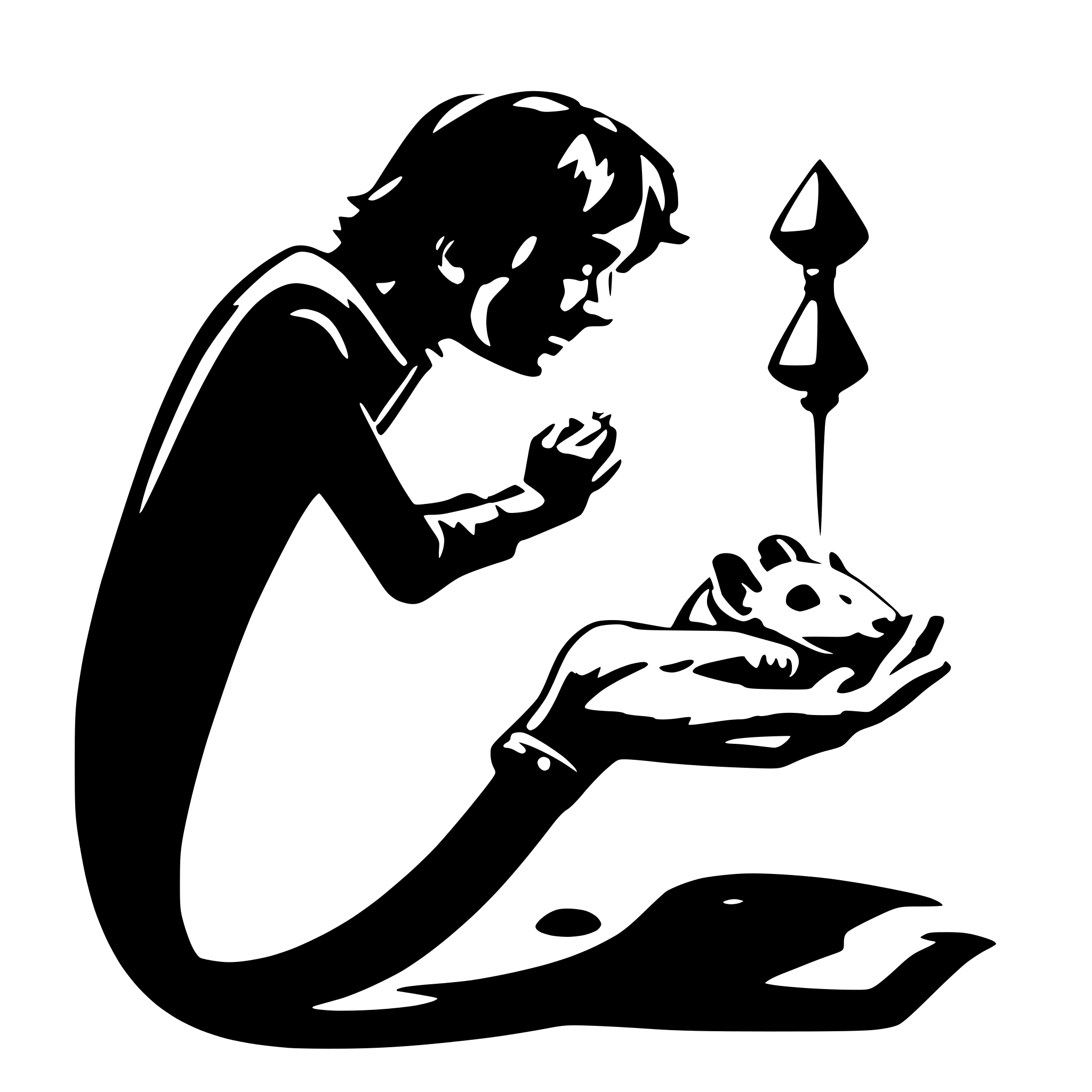 AI-generated SVG of a a man holding a mouse from its tail