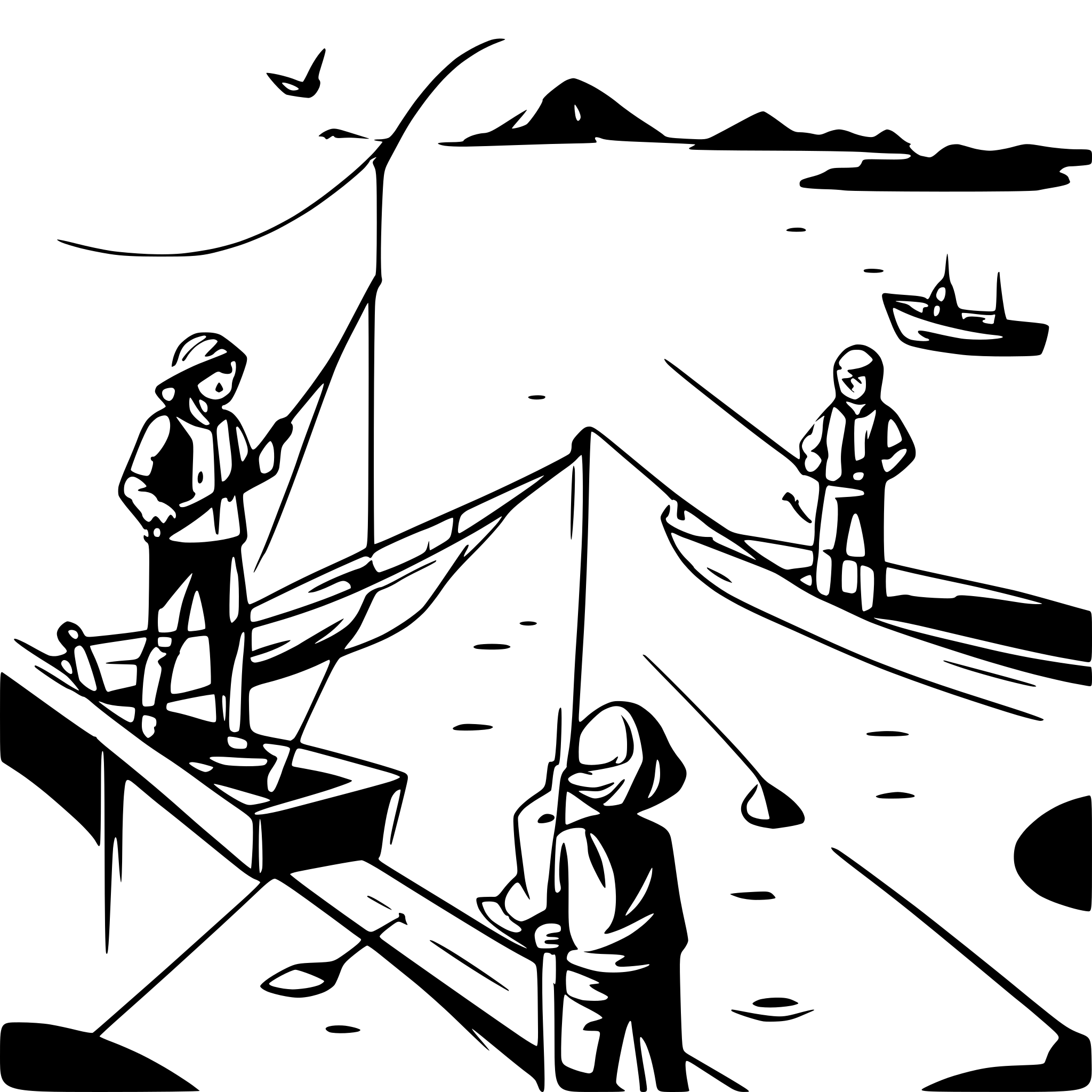 AI-generated SVG of a people fishing in the ocean