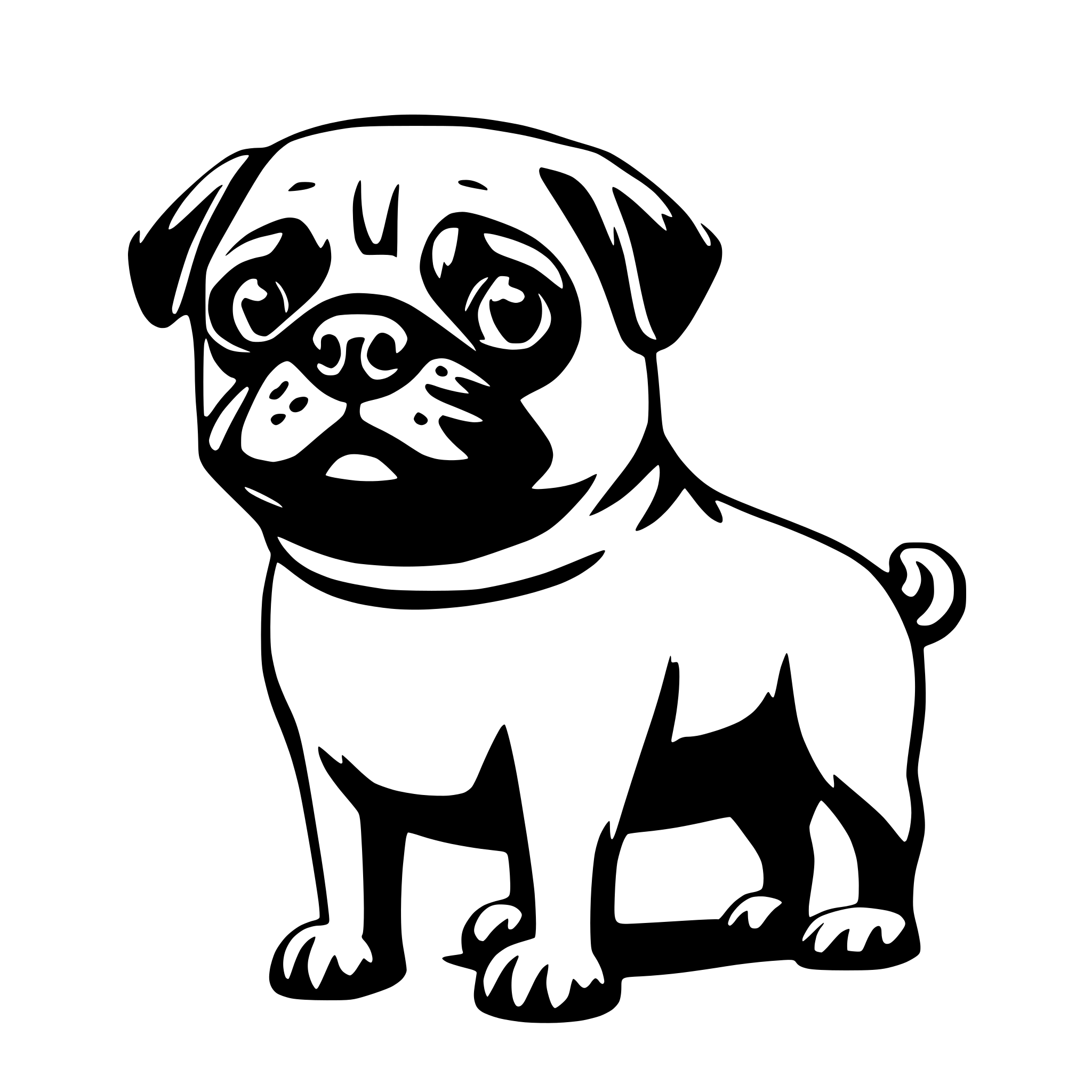 AI-generated SVG of a a funny pug