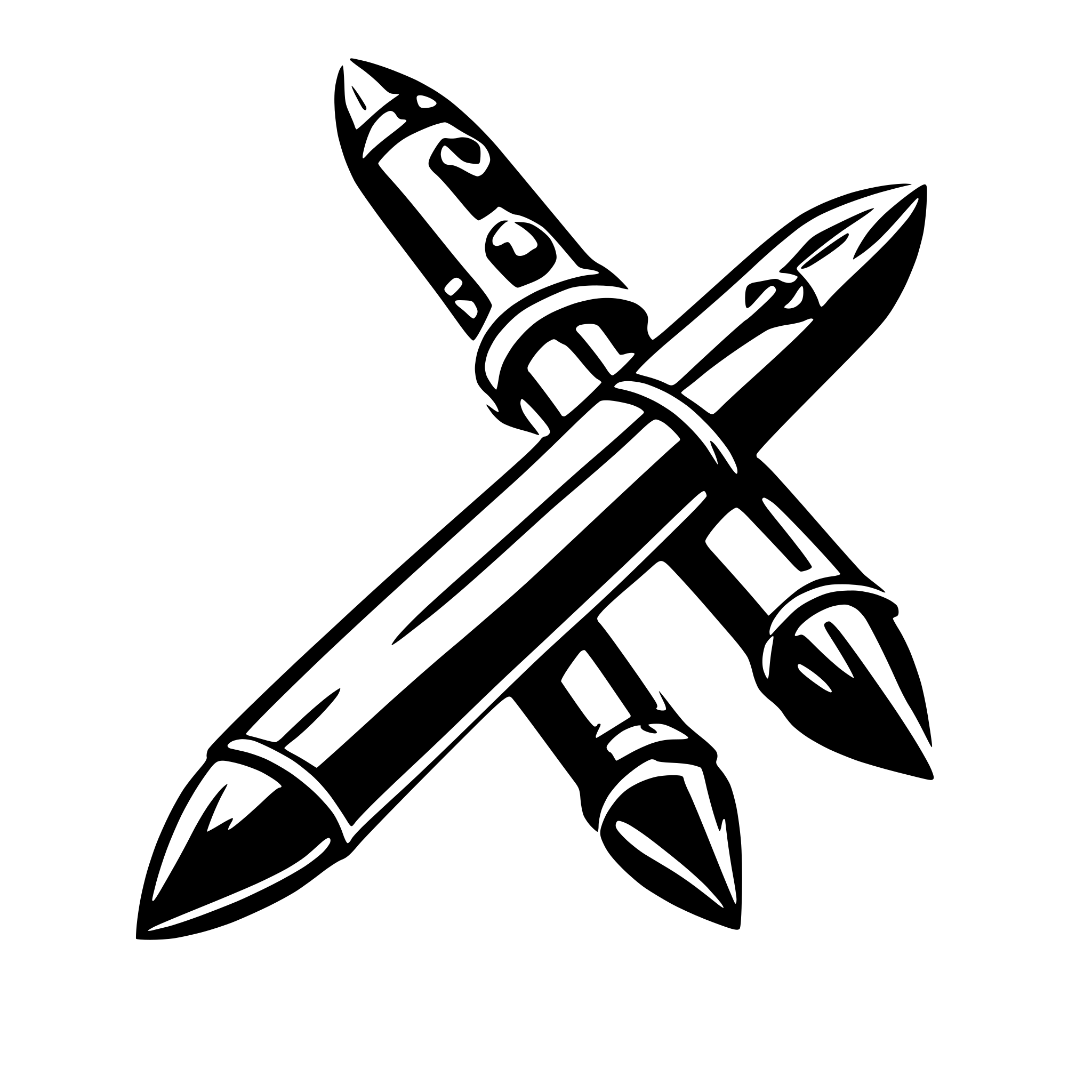AI-generated SVG of '2 crossed bullets'