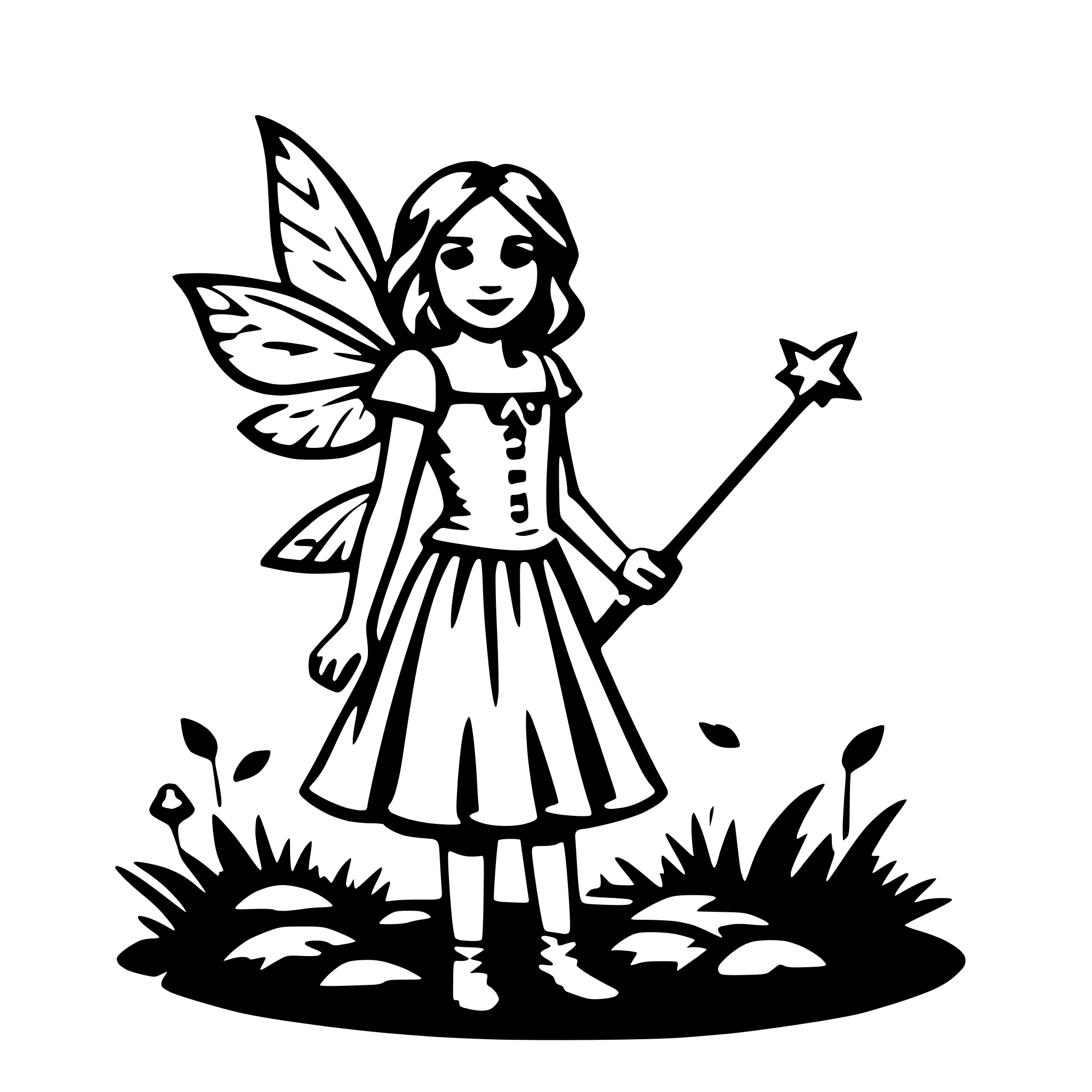 AI-generated SVG of 'fairy with wand'