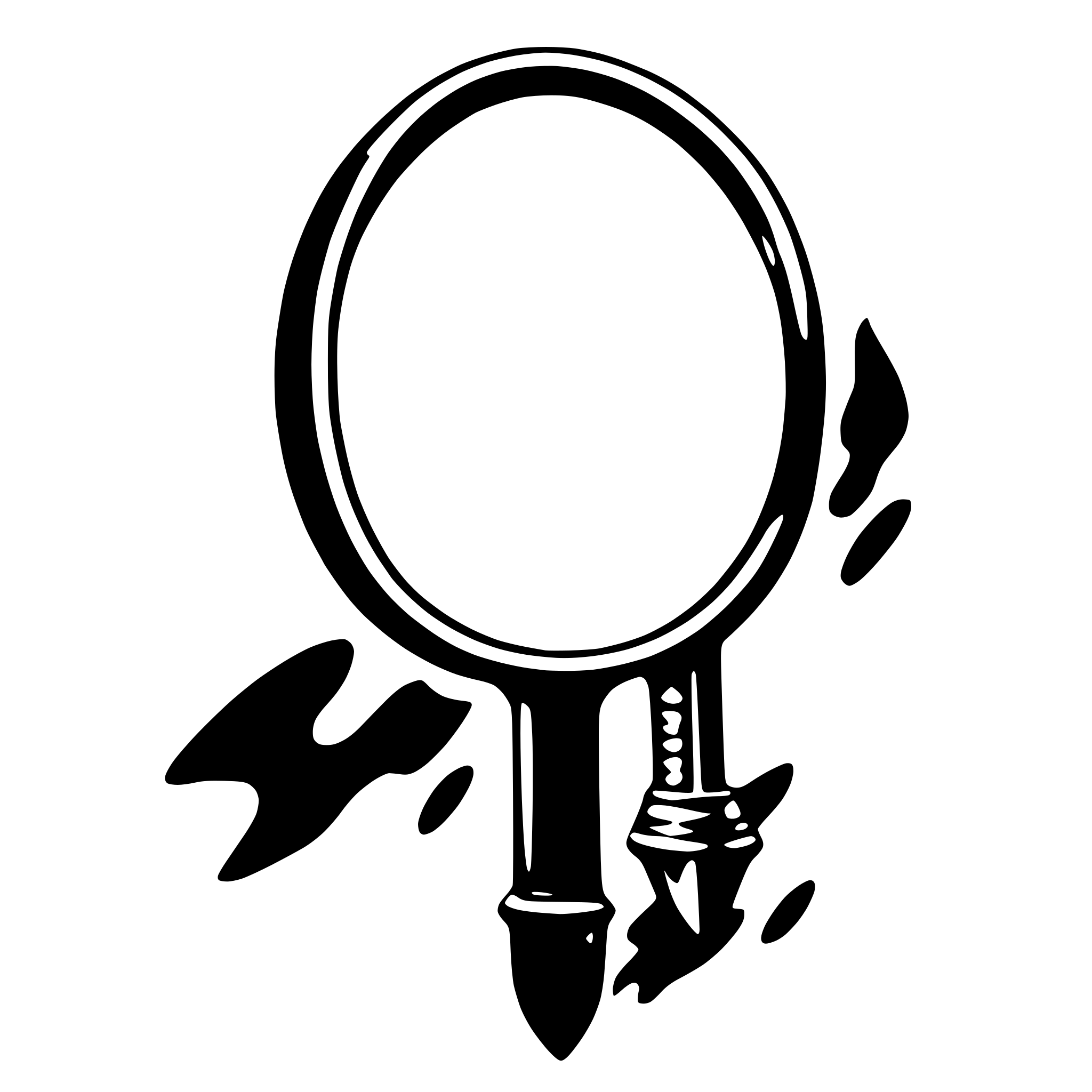 AI-generated SVG of a a magnifying glass with a dagger handle dripping blood
