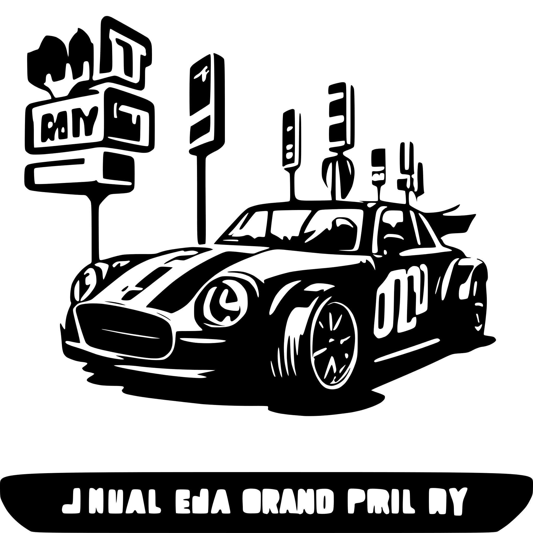AI-generated SVG of a mini grand prix birthday invitation card