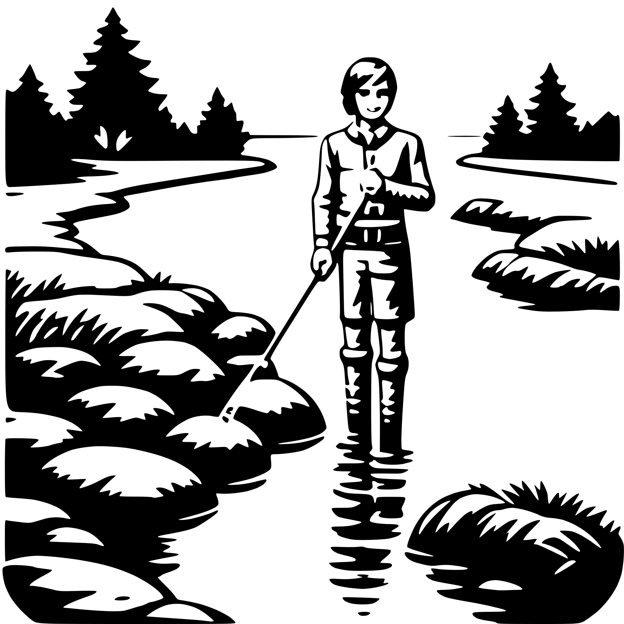 AI-generated SVG of 'fishing in stream'