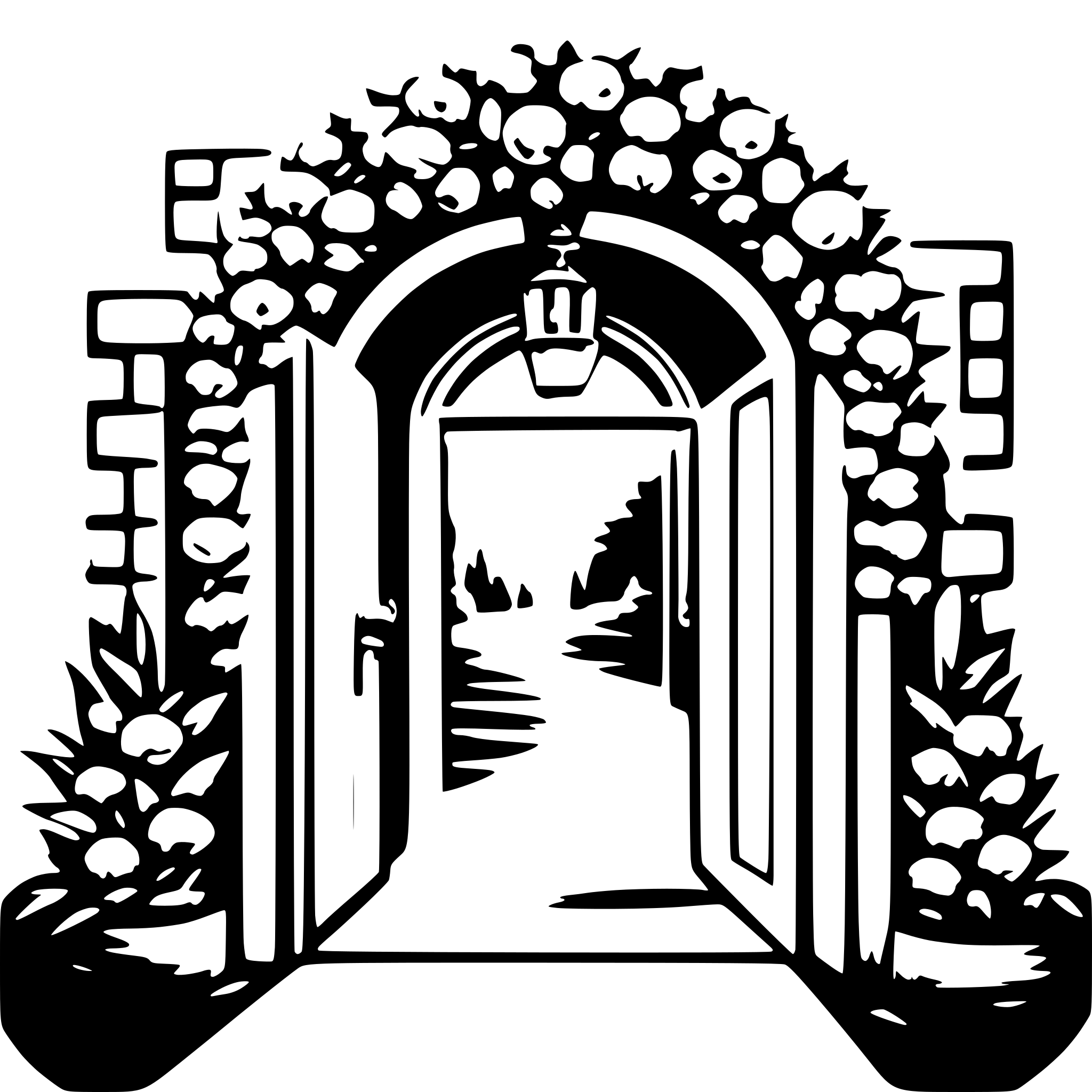 AI-generated SVG of a a romantic open entrance with flower wreaths AI-generated SVG of a a romantic open entrance with flower wreaths