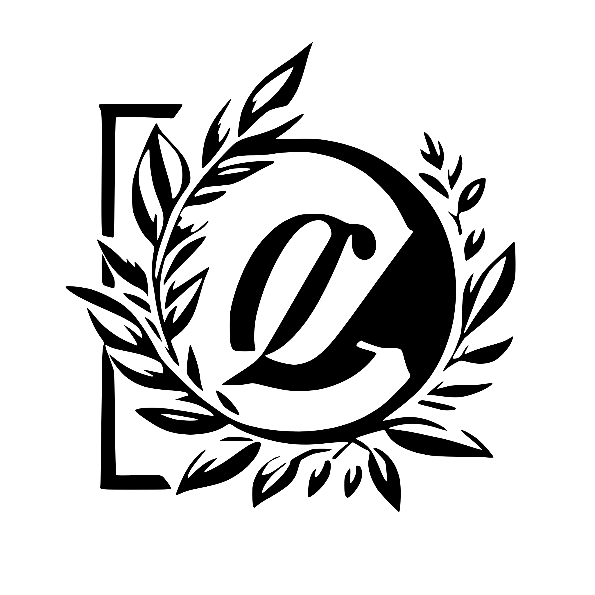 AI-generated SVG of a Capital cursive letter with olive branches around it AI-generated SVG of a Capital cursive letter with olive branches around it