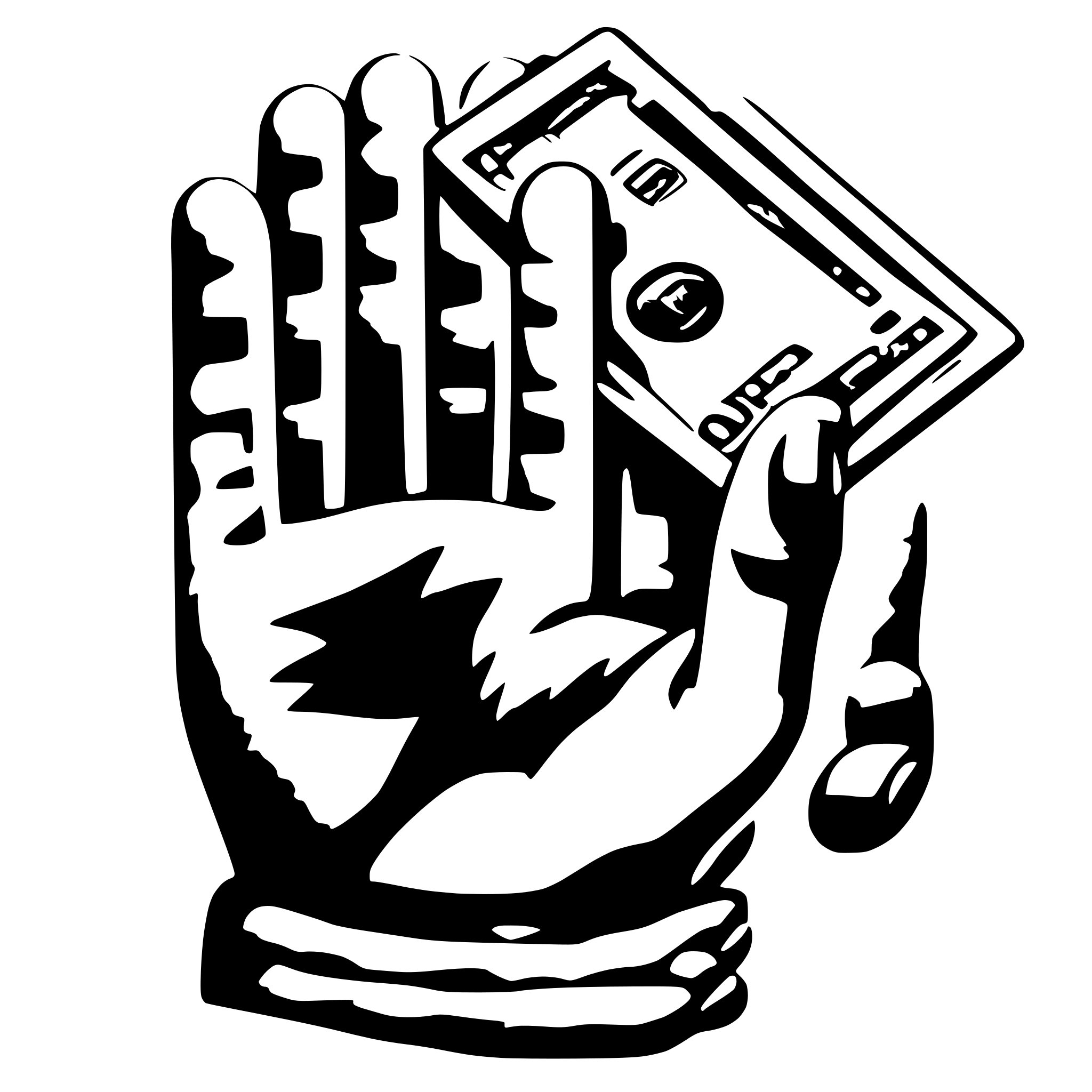 AI-generated SVG of 'money and hands'