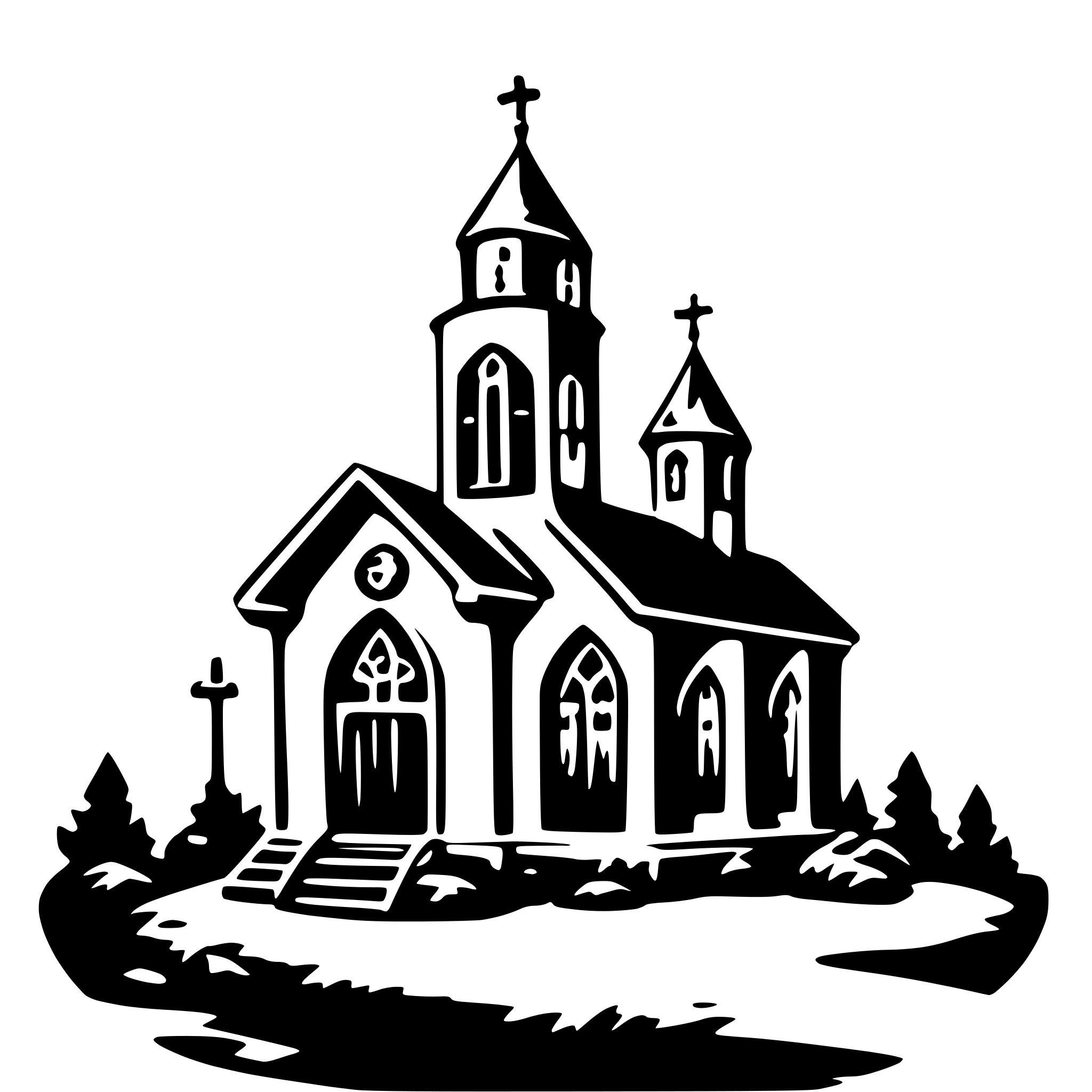 AI-generated SVG of a Church on fire