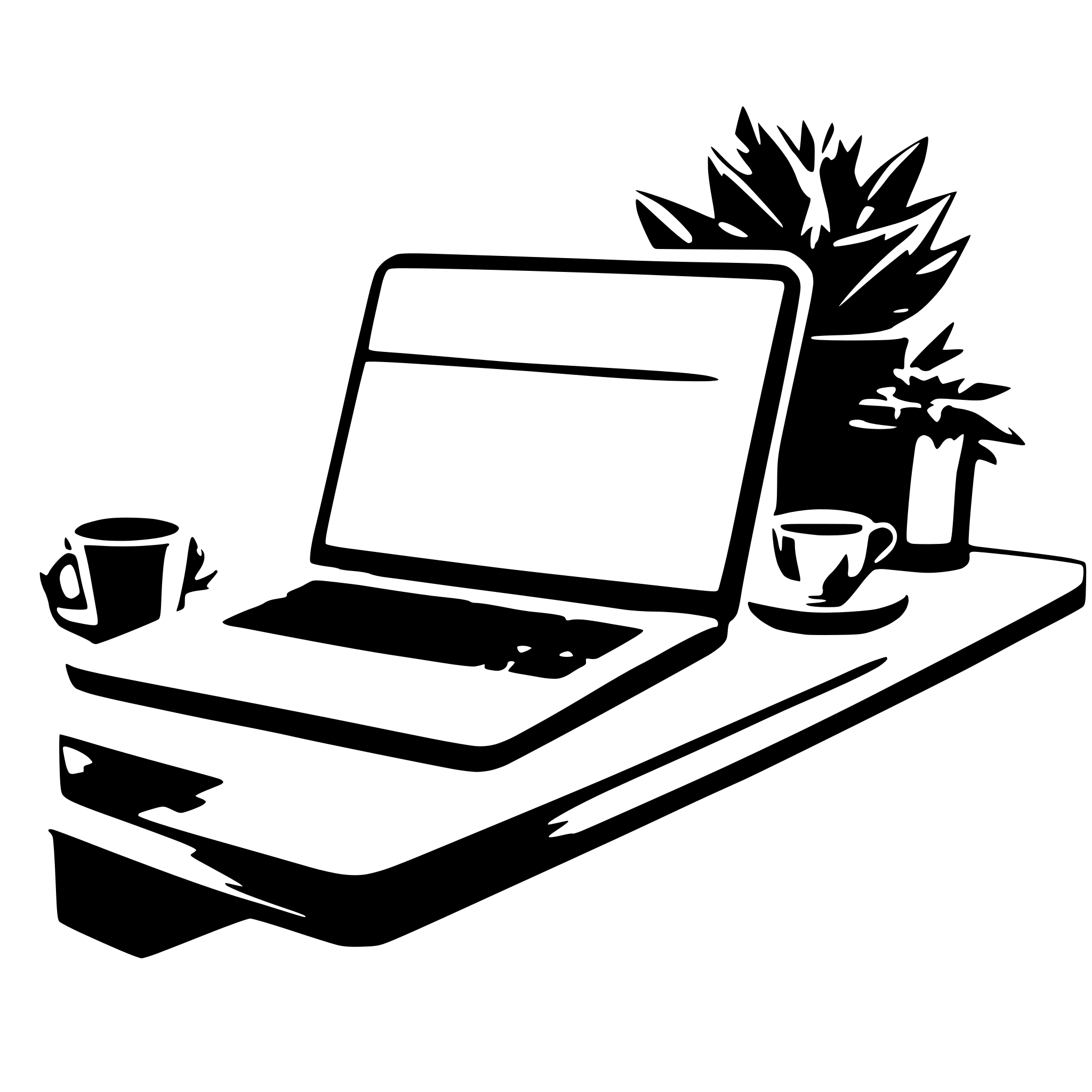AI-generated SVG of a A sleek laptop open on a modern desk with a cup of coffee beside it. AI-generated SVG of a A sleek laptop open on a modern desk with a cup of coffee beside it.