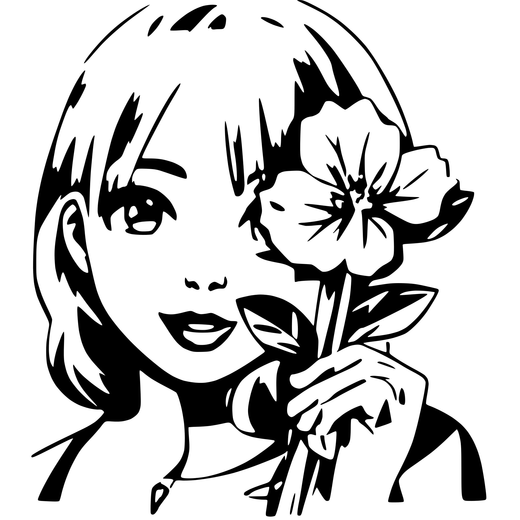 AI-generated SVG of 'girl with flower'