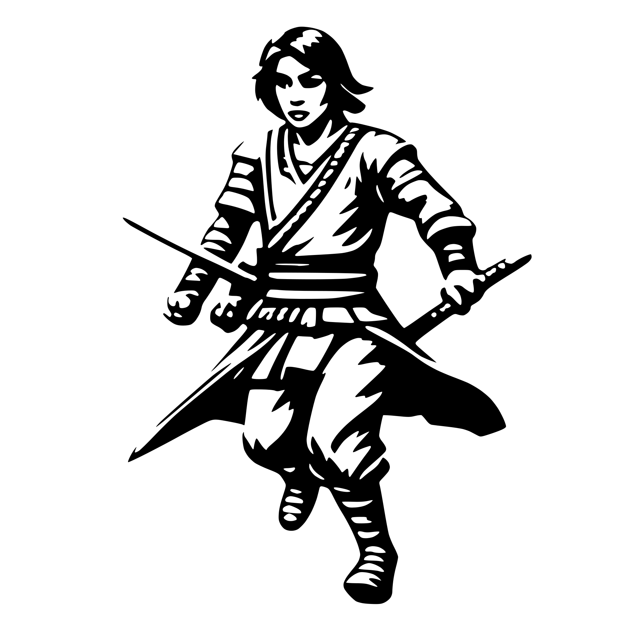 AI-generated SVG of a young samurai running