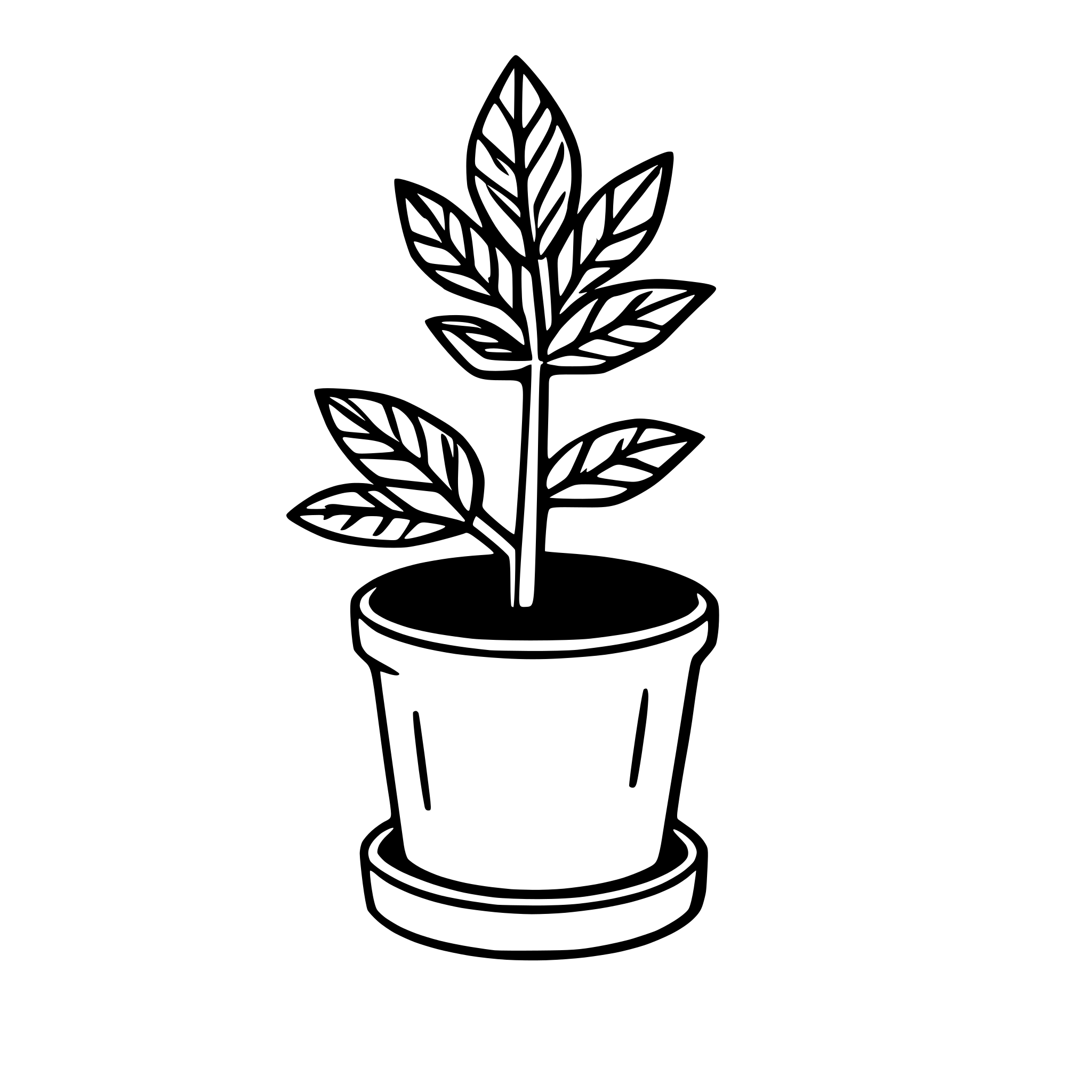 AI-generated SVG of 'a small cannabis plantlet in a tiny pot'