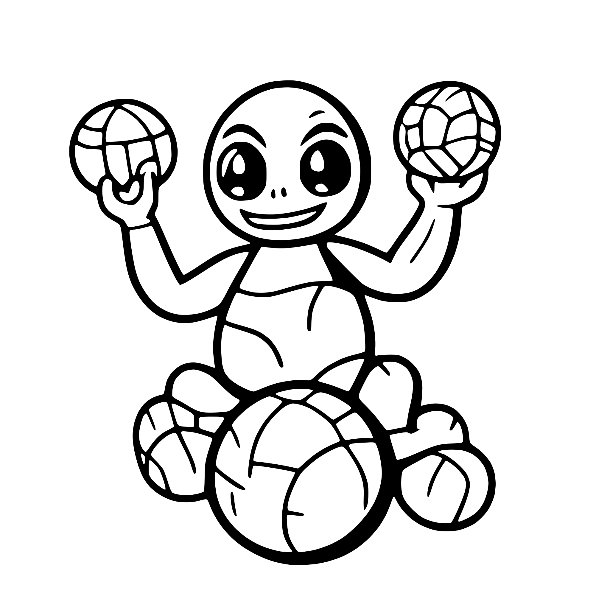 AI-generated SVG of a a friendly octopus juggling beach balls