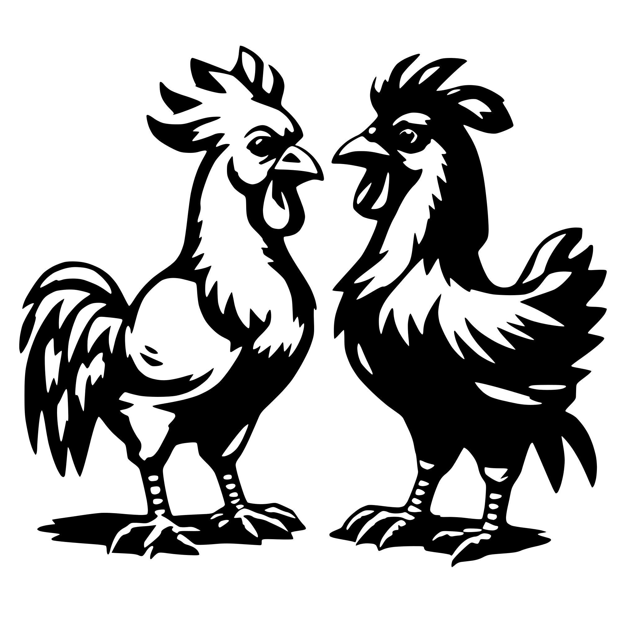 AI-generated SVG of 'rooster and her arguing bawk'