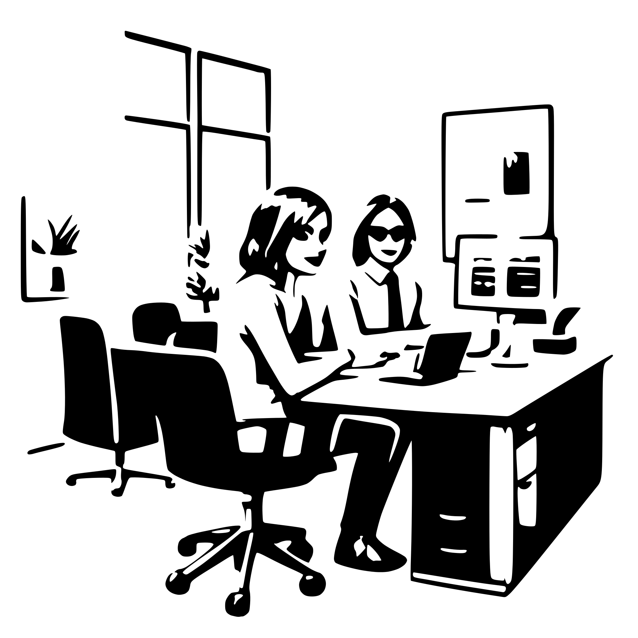 AI-generated SVG of a people working in an office