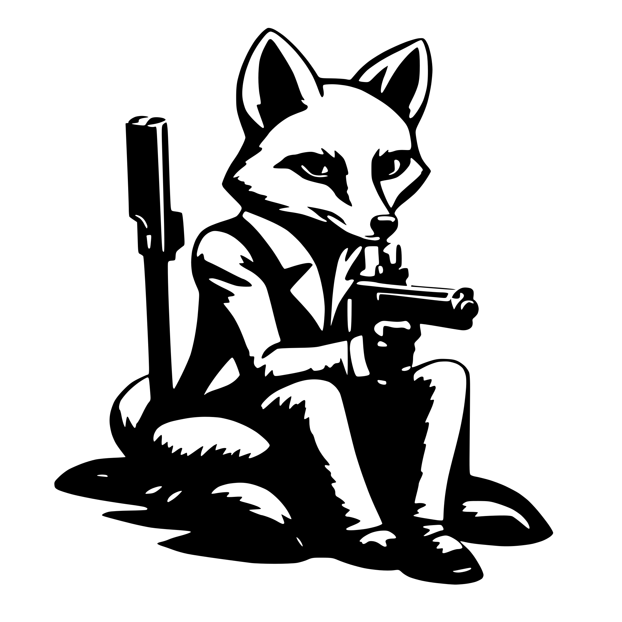 AI-generated SVG of 'fox with a gun'