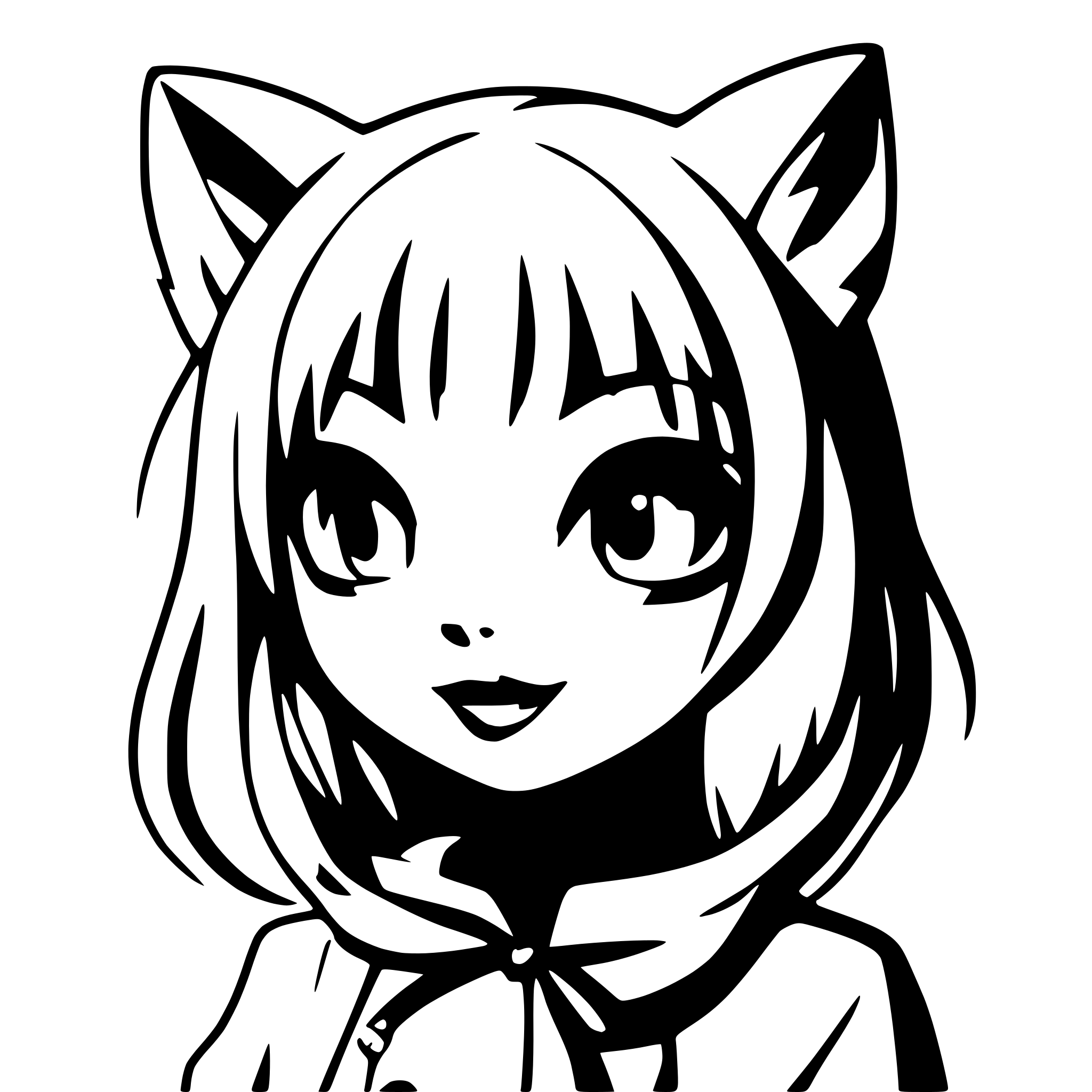 AI-generated SVG of a manga cat girl full body no background