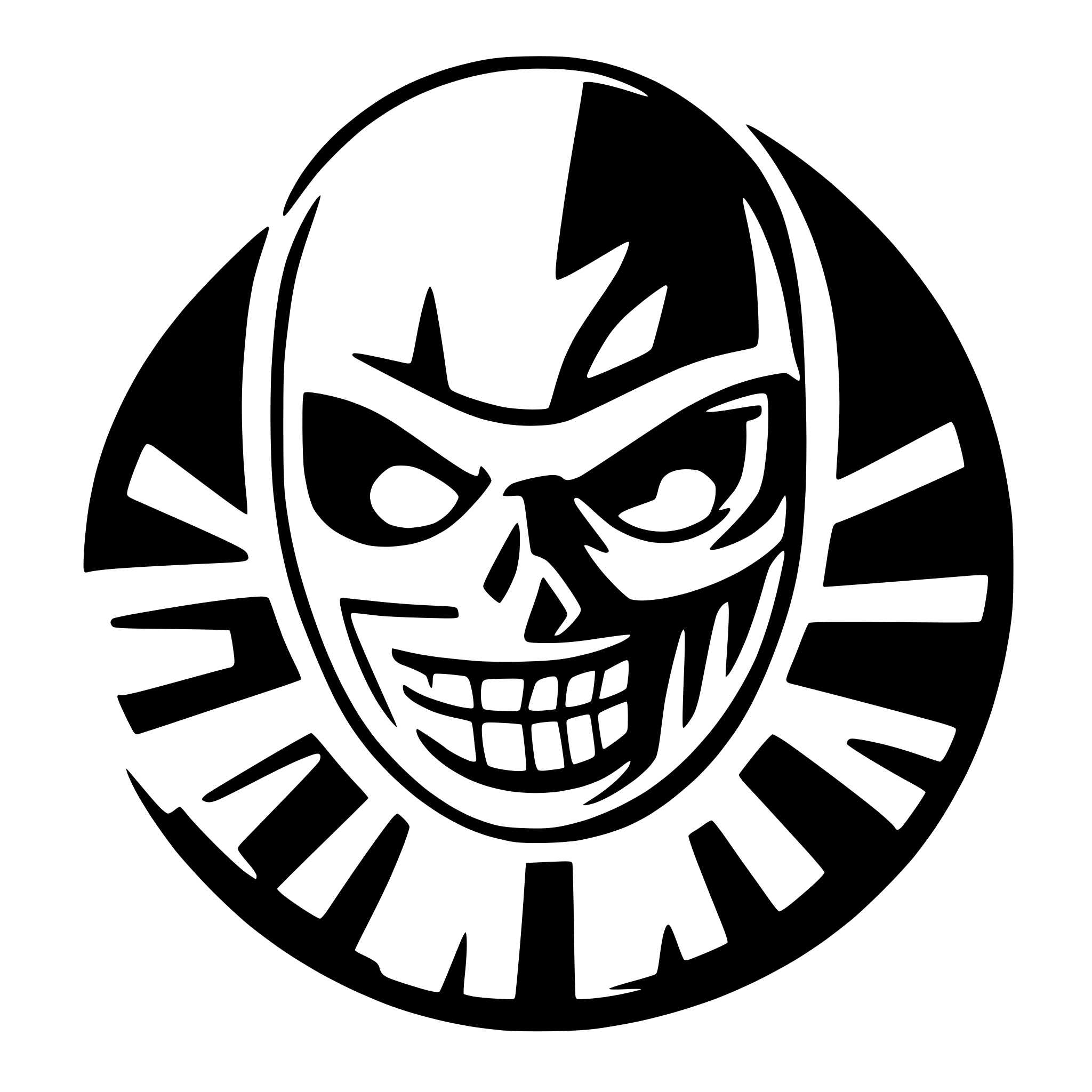 AI-generated SVG of a Create a high-quality SVG logo for a motorcycle club called 'Asylum.' The design should feature a sinister, psycho-looking hooded figure with an eerie grin, exaggerated facial features, and visible stitches or scars. The character should have a maniacal, unhinged expression, emphasizing a horror-inspired aesthetic. The typography should be bold, gothic, and slightly distressed, with the word 'Asylum' prominently displayed in a dramatic, stylized font.  The color scheme should be primarily white 