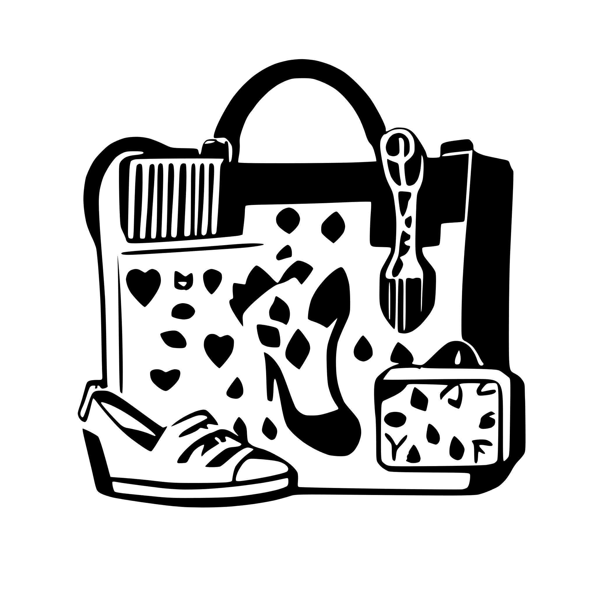 AI-generated SVG of a girly accessories like purse, comb, guitar, heart, heels collections flat icon style to print on t shirt