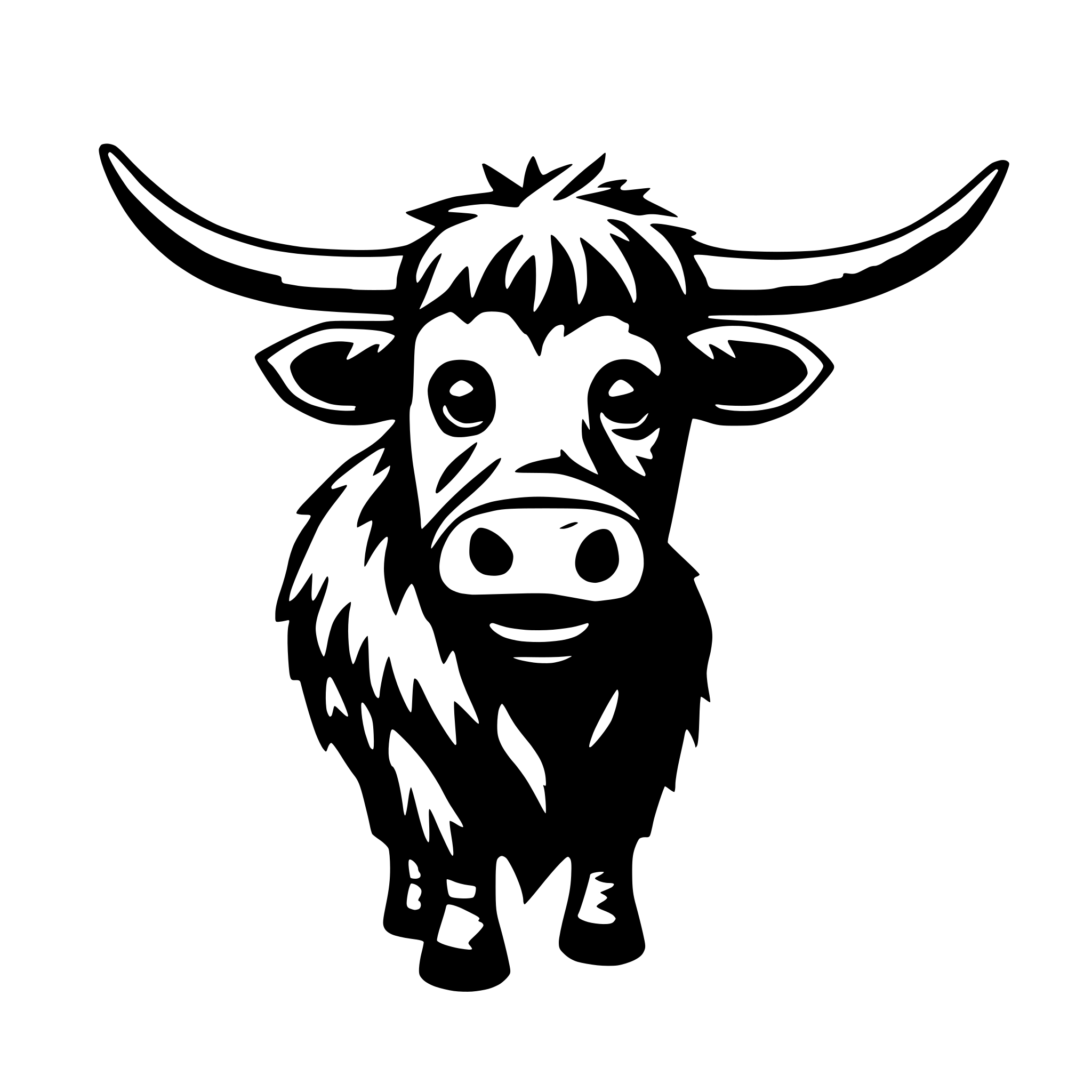 AI-generated SVG of 'Crazy Highland Cow'