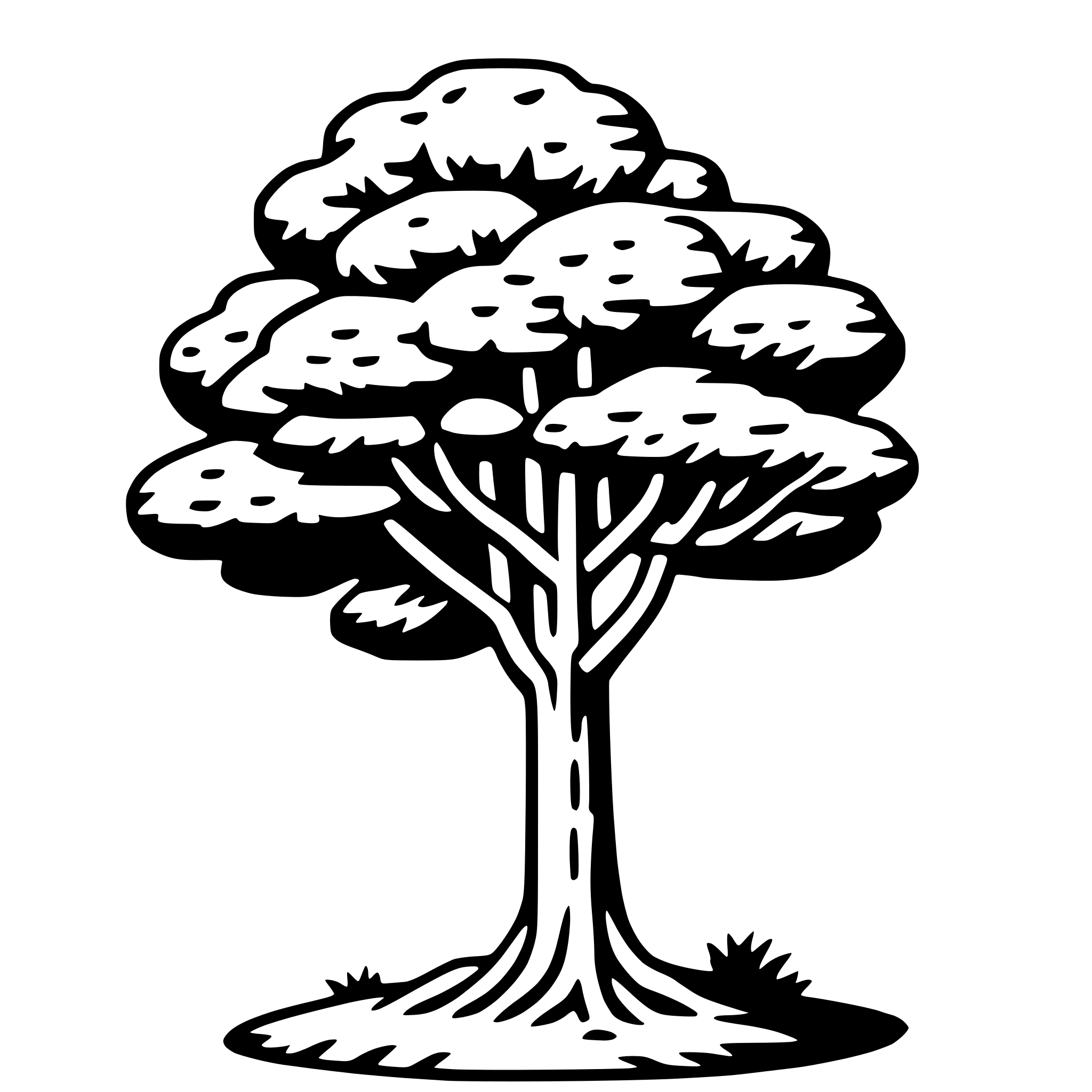 The SVG shows a simple line drawing of a tree. The tree has a trunk that splits into multiple branches, each ending in a leaf. The leaves are depicted with a rough, textured appearance, suggesting a natural, organic style. The tree is set against a plain background, and there are no other objects or interactions depicted in the SVG. 