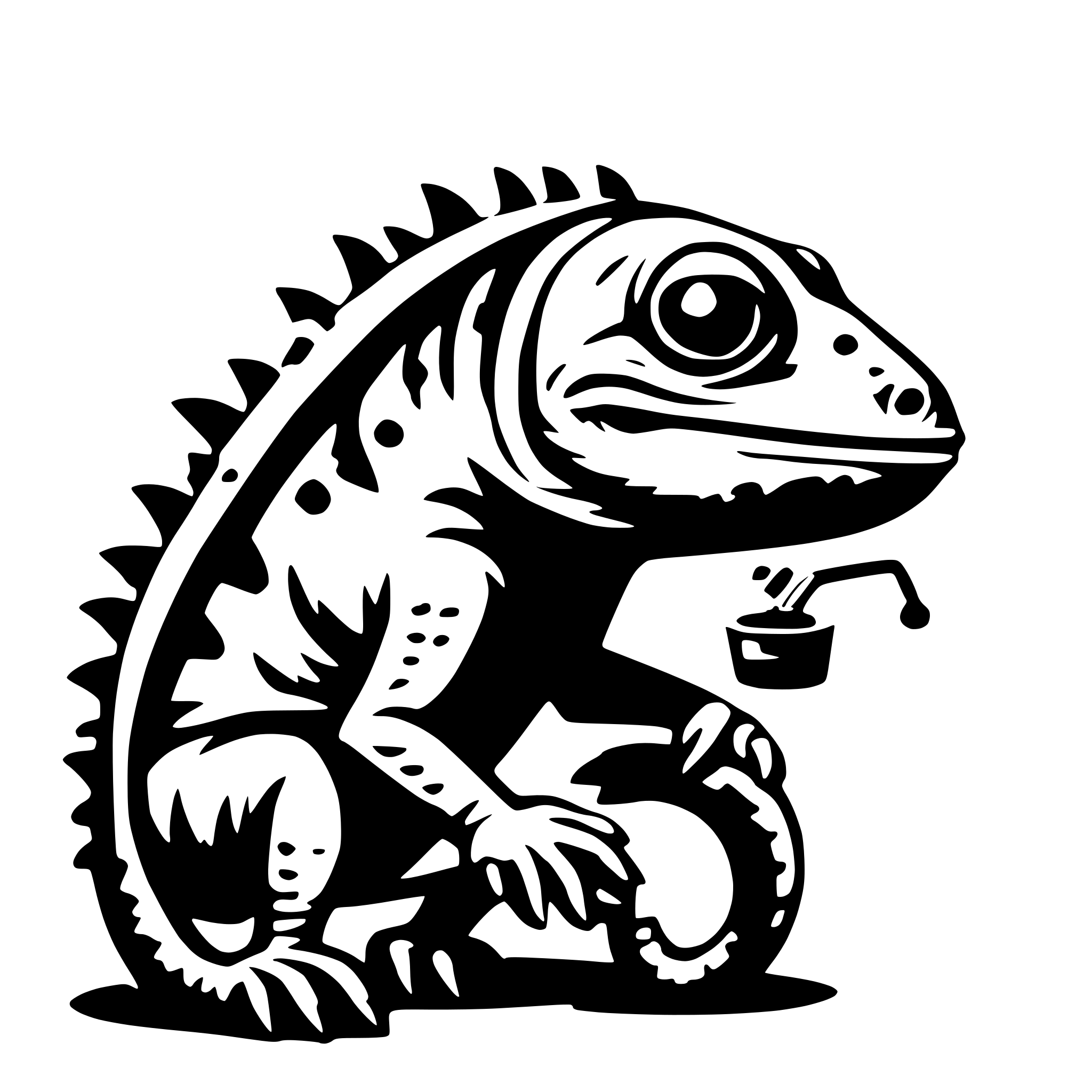 AI-generated SVG of 'angry chameleon with spraycan'