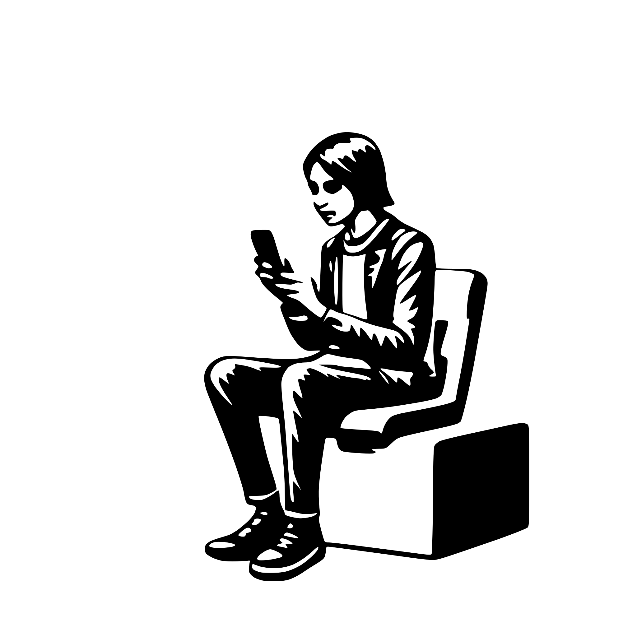 AI-generated SVG of 'a stickman on his phone'